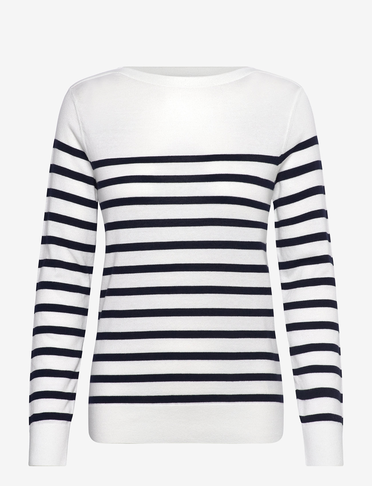 Gant - FINE KNIT STRIPED BOAT NECK - striktrøjer - cream - 0