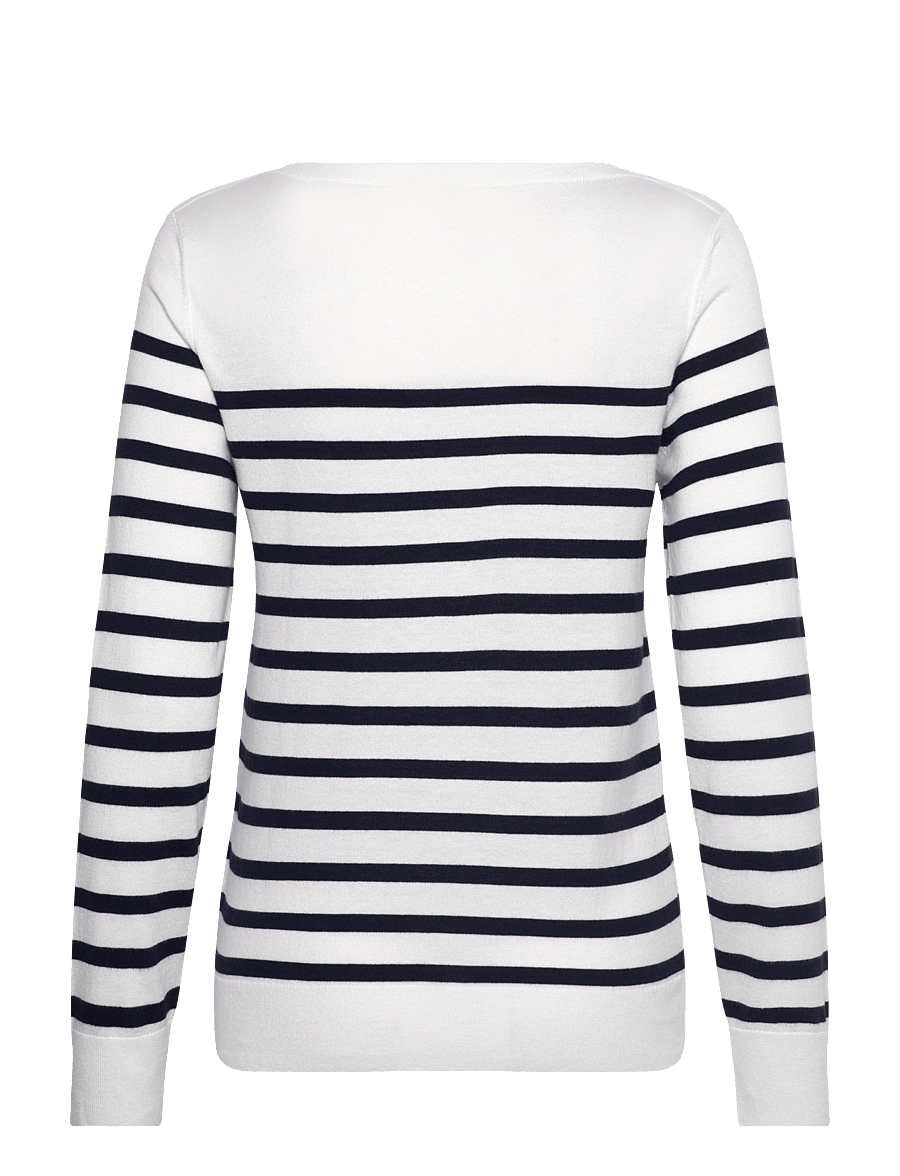 Gant - FINE KNIT STRIPED BOAT NECK - megztiniai - cream - 1