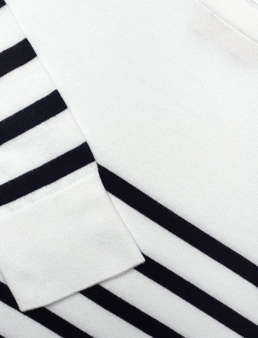 Gant - FINE KNIT STRIPED BOAT NECK - megztiniai - cream - 2