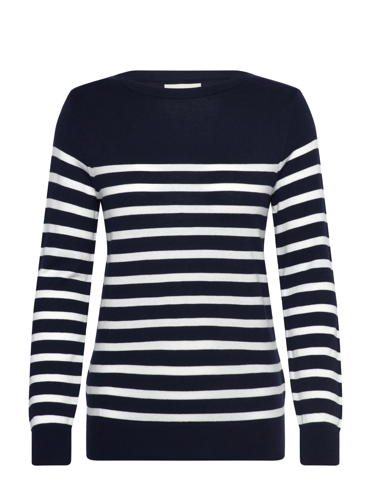 Gant FINE KNIT STRIPED BOAT NECK - Tøj - EVENING BLUE / navy