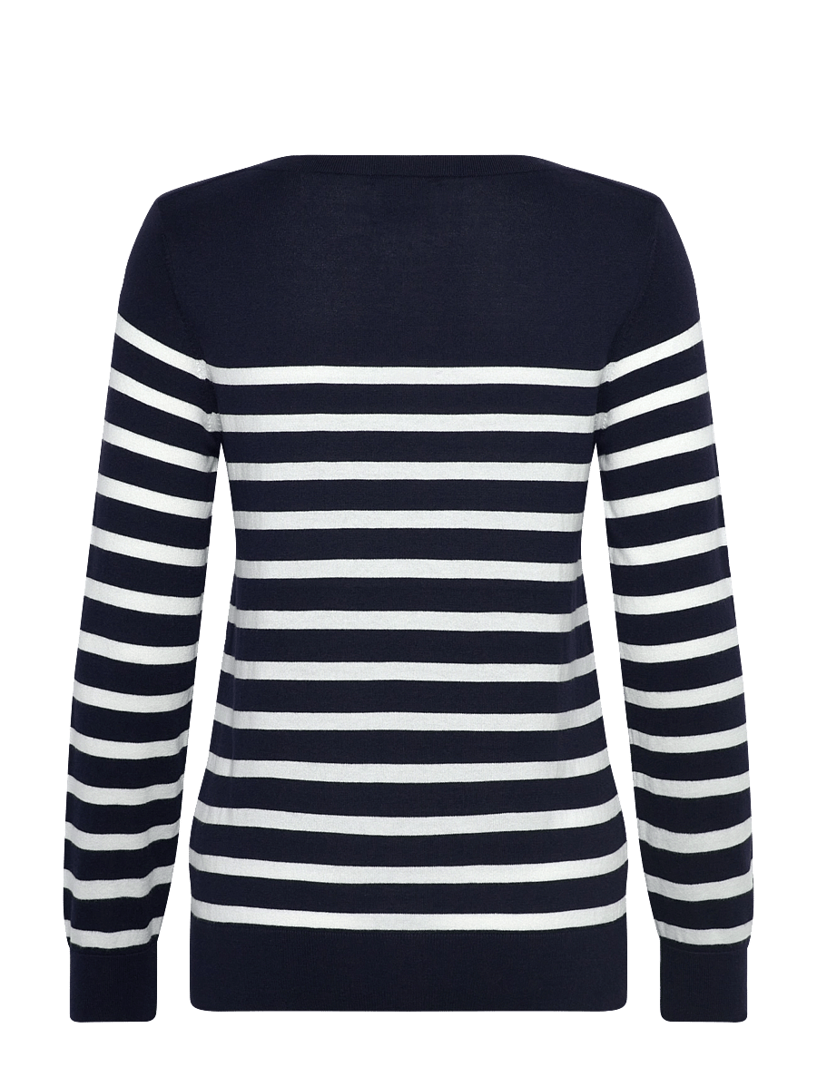 Gant - FINE KNIT STRIPED BOAT NECK - megztiniai - evening blue - 1