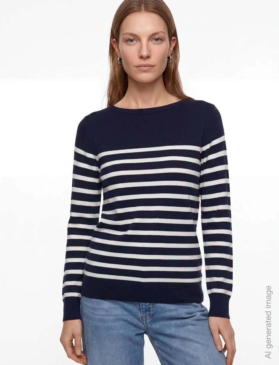 Gant - FINE KNIT STRIPED BOAT NECK - jumpers - evening blue - 3