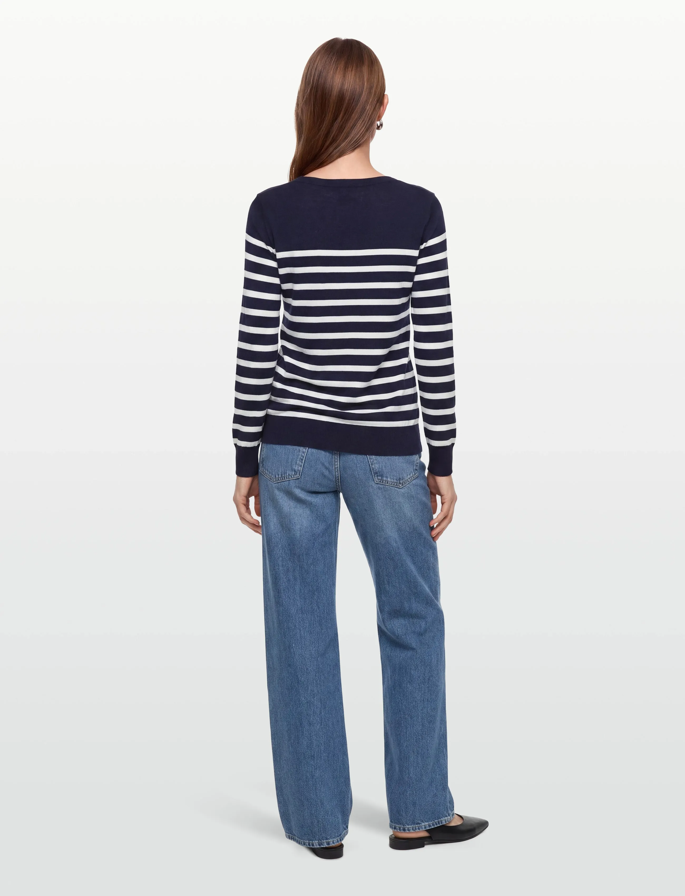 Gant - FINE KNIT STRIPED BOAT NECK - pullover - evening blue - 4