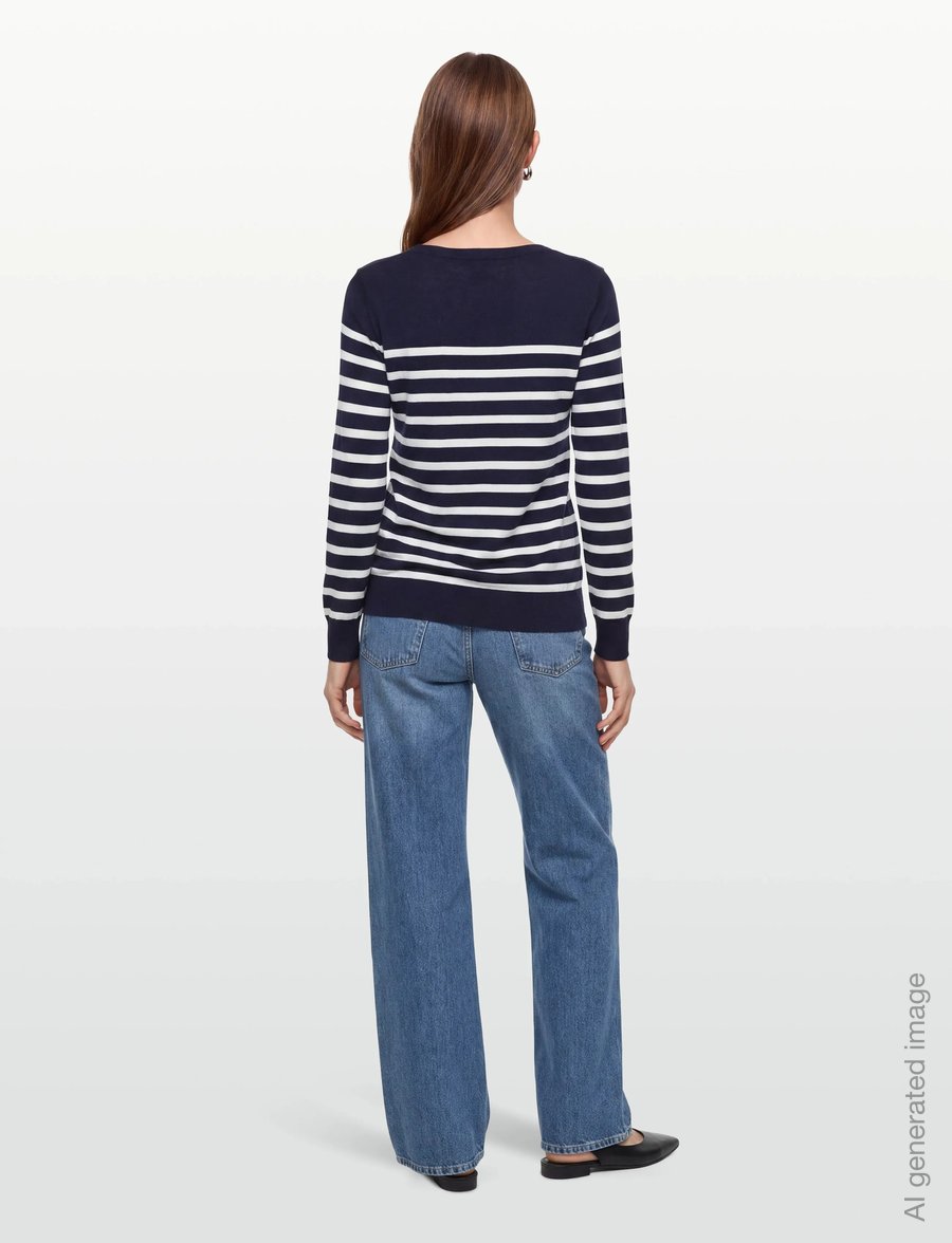 Gant - FINE KNIT STRIPED BOAT NECK - jumpers - evening blue - 4