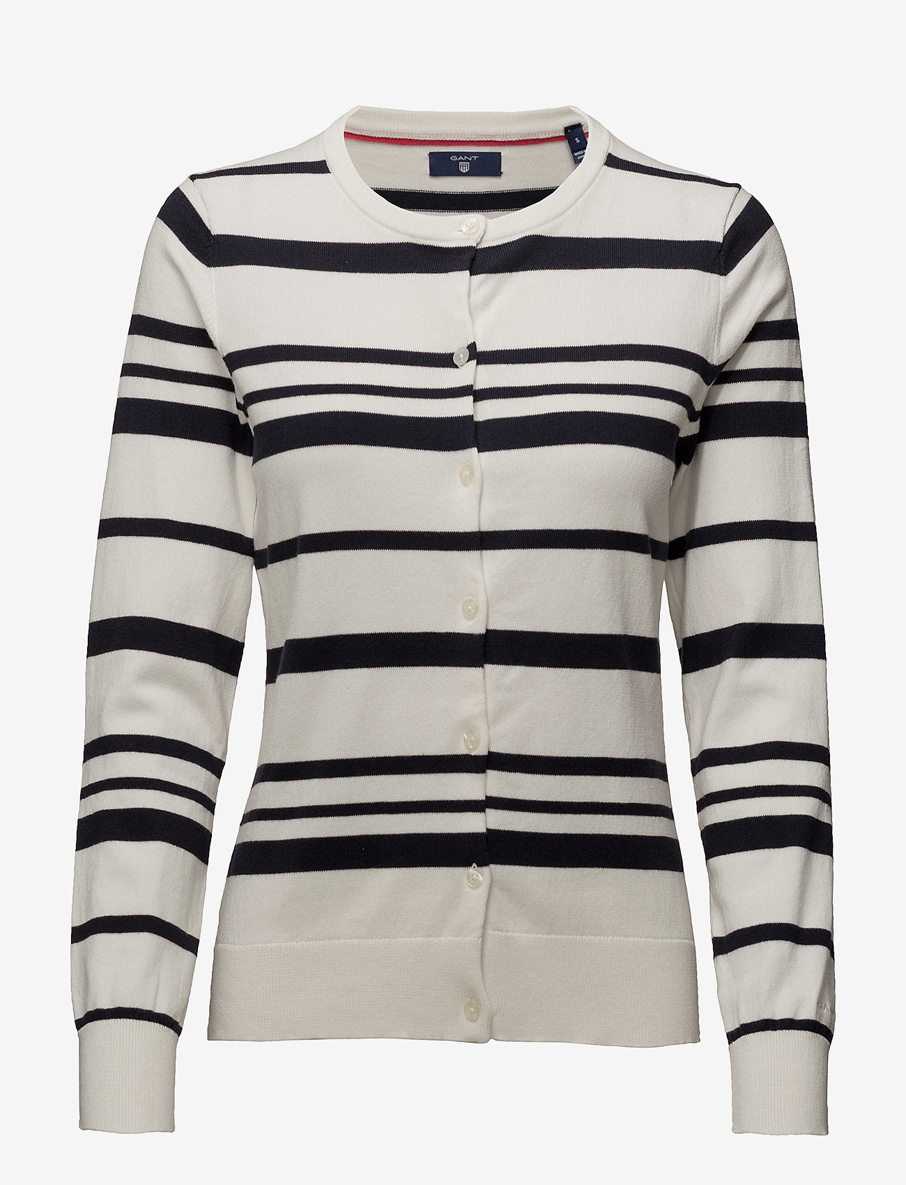 GANT - O1. BRETON STRIPE CARDIGAN - eggshell - 0