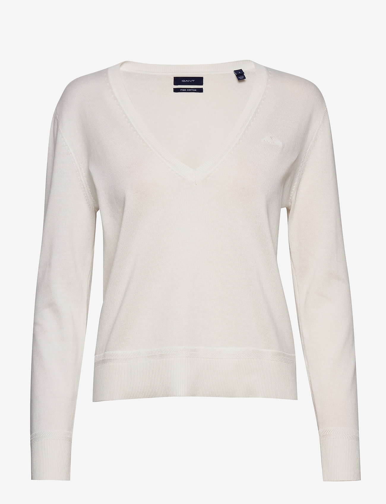 GANT - LIGHT COTTON V NECK - eggshell - 0