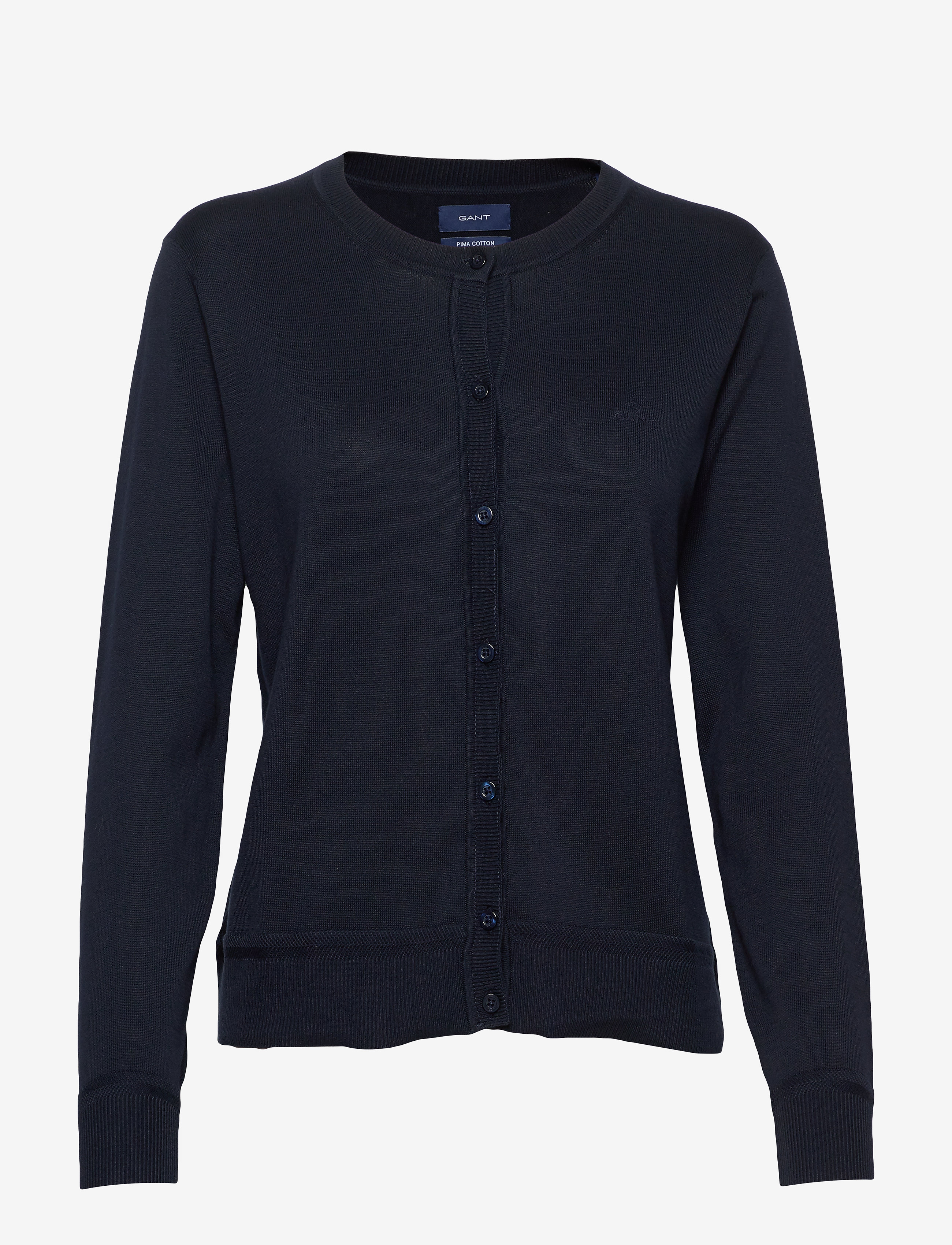 GANT - LIGHT COTTON C-NECK CARDIGAN - evening blue - 0
