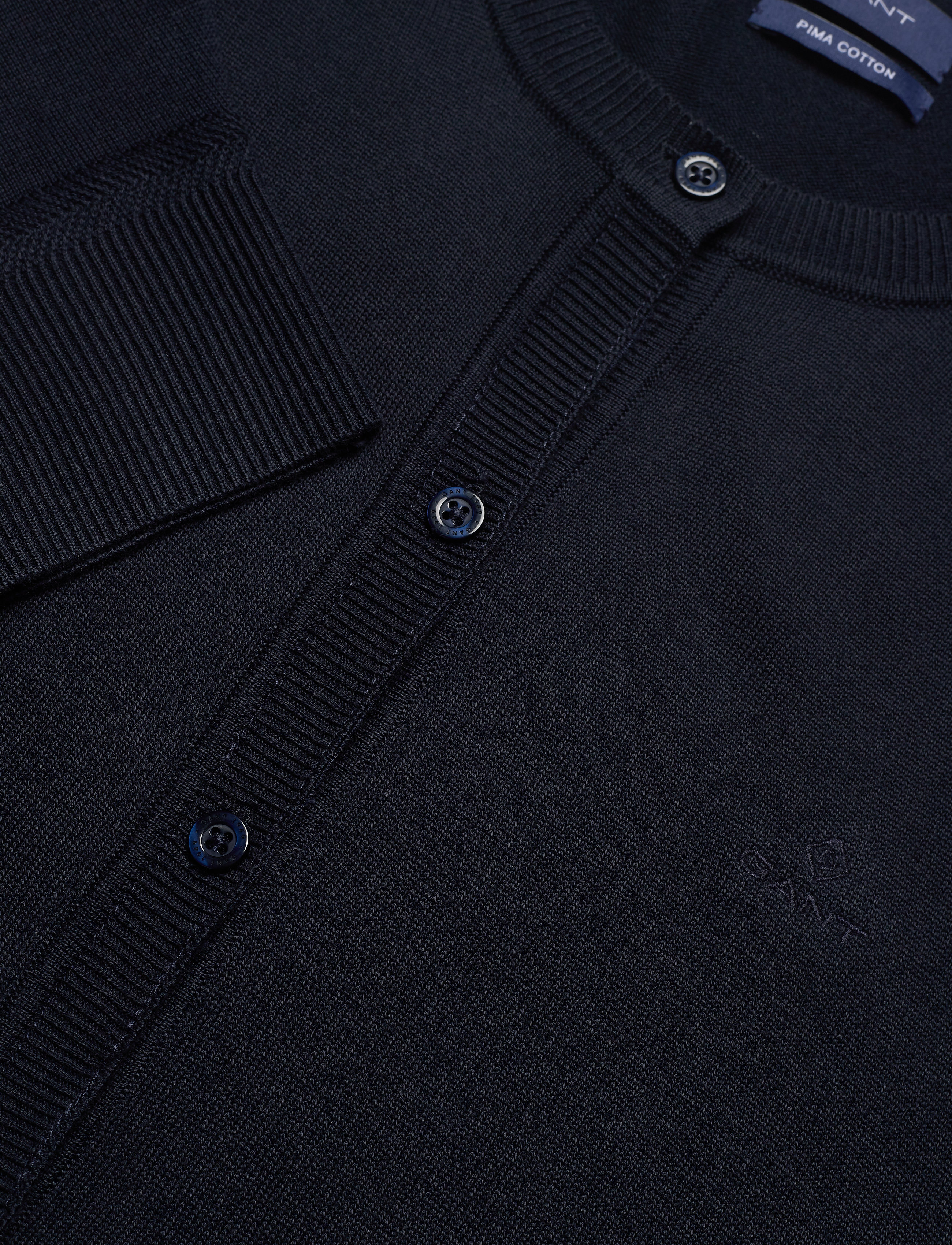 GANT - LIGHT COTTON C-NECK CARDIGAN - evening blue - 2