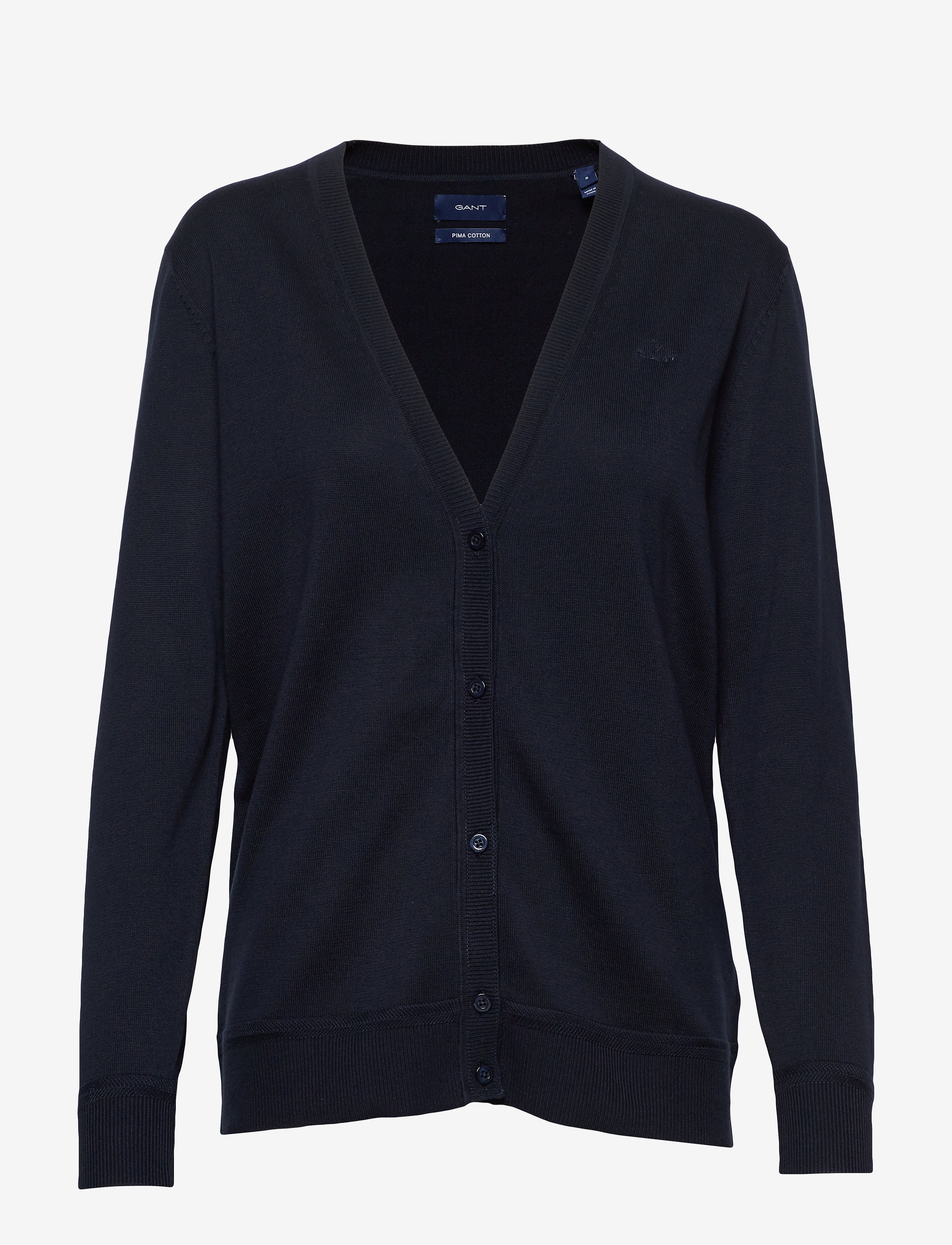 GANT - LIGHT COTTON VNECK CARDIGAN - evening blue - 0
