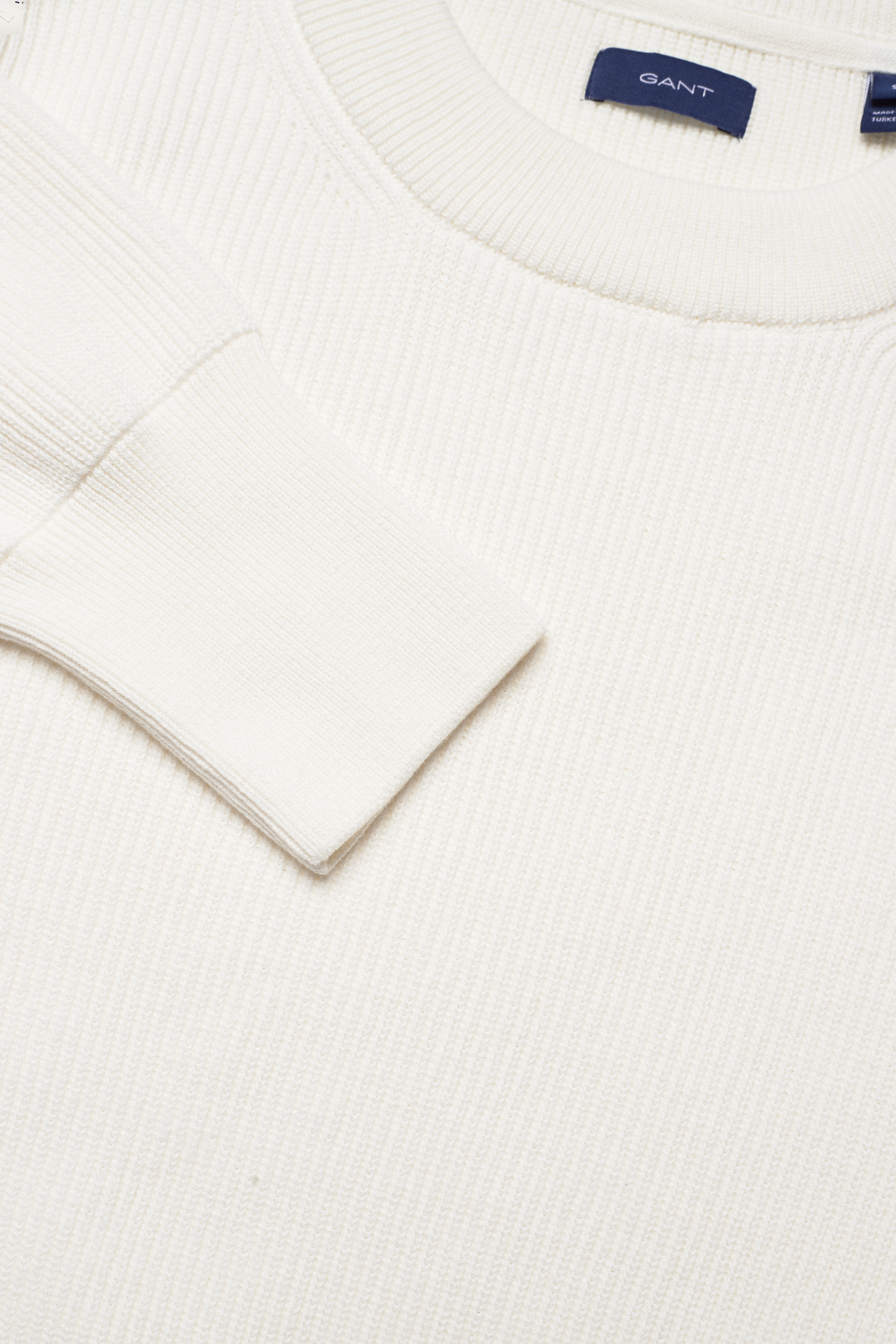GANT - D2. RIB COTTON C-NECK - eggshell - 2
