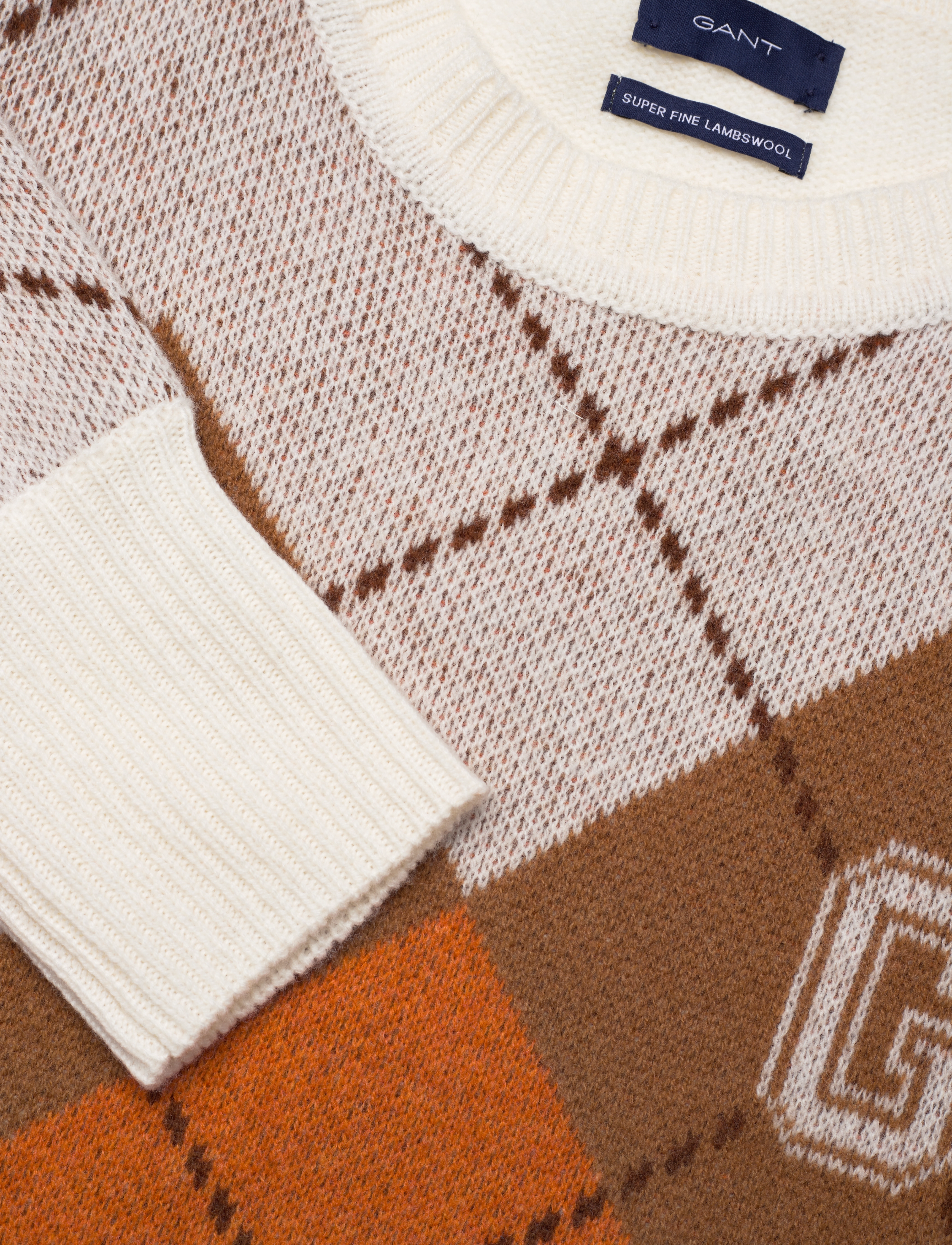 GANT - D1. ARGYLE C-NECK - cream - 2