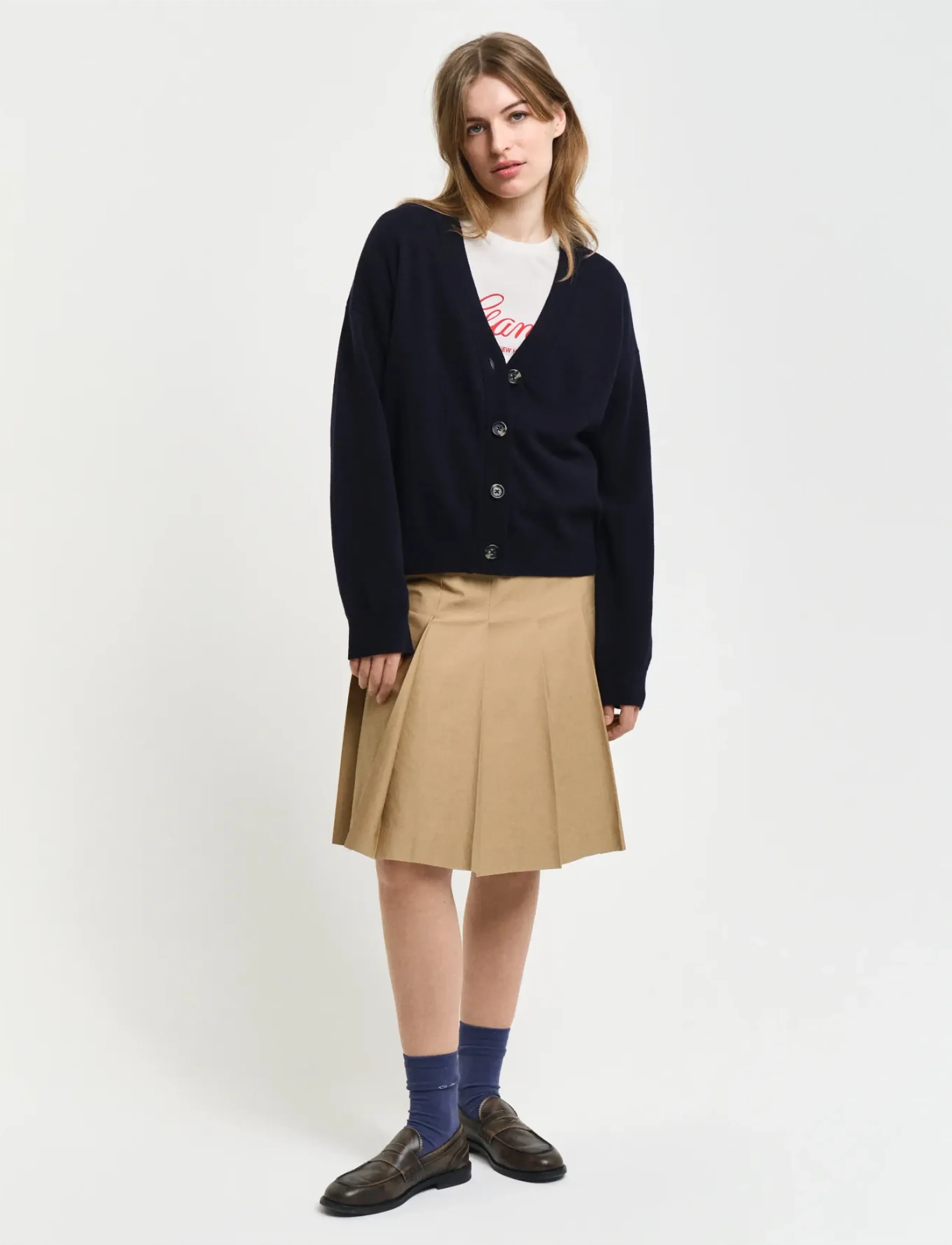 Gant - SUPERFINE LAMBSWOOL CARDIGAN - cardigans - evening blue - 5
