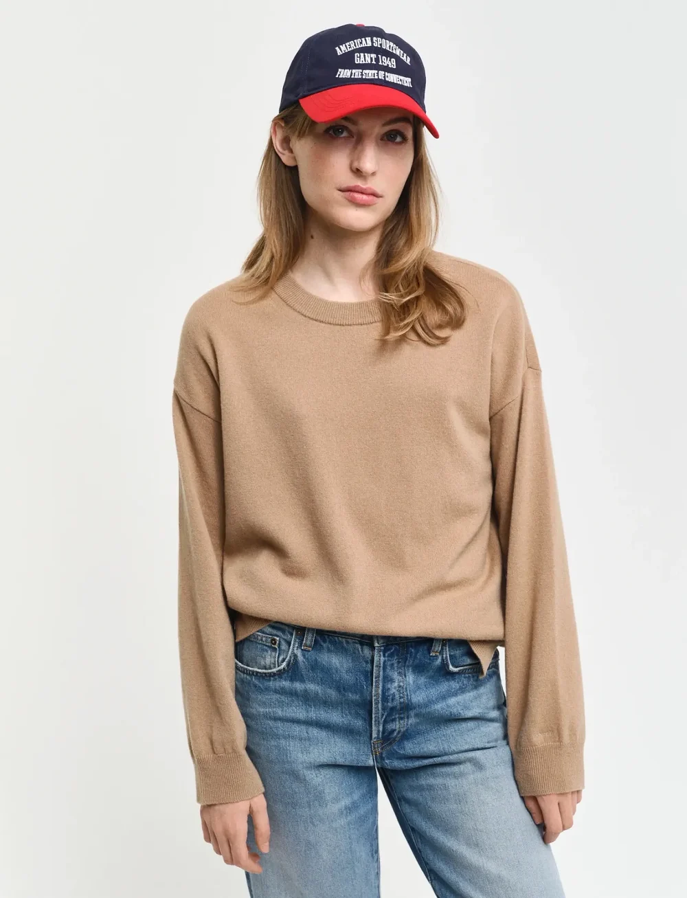 GANT - SUPERFINE LAMBSWOOL C-NECK - stickade tröjor - caramel beige - 0