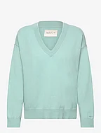 SUPERFINE LAMBSWOOL V-NECK - DUSTY TURQUOISE