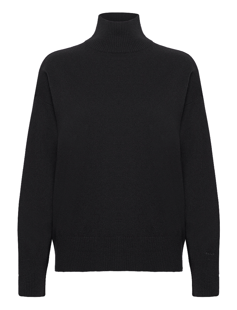 GANT - SUPERFINE LAMBSWOOL STAND COLLAR - džemperi ar augstu apkakli - black - 1