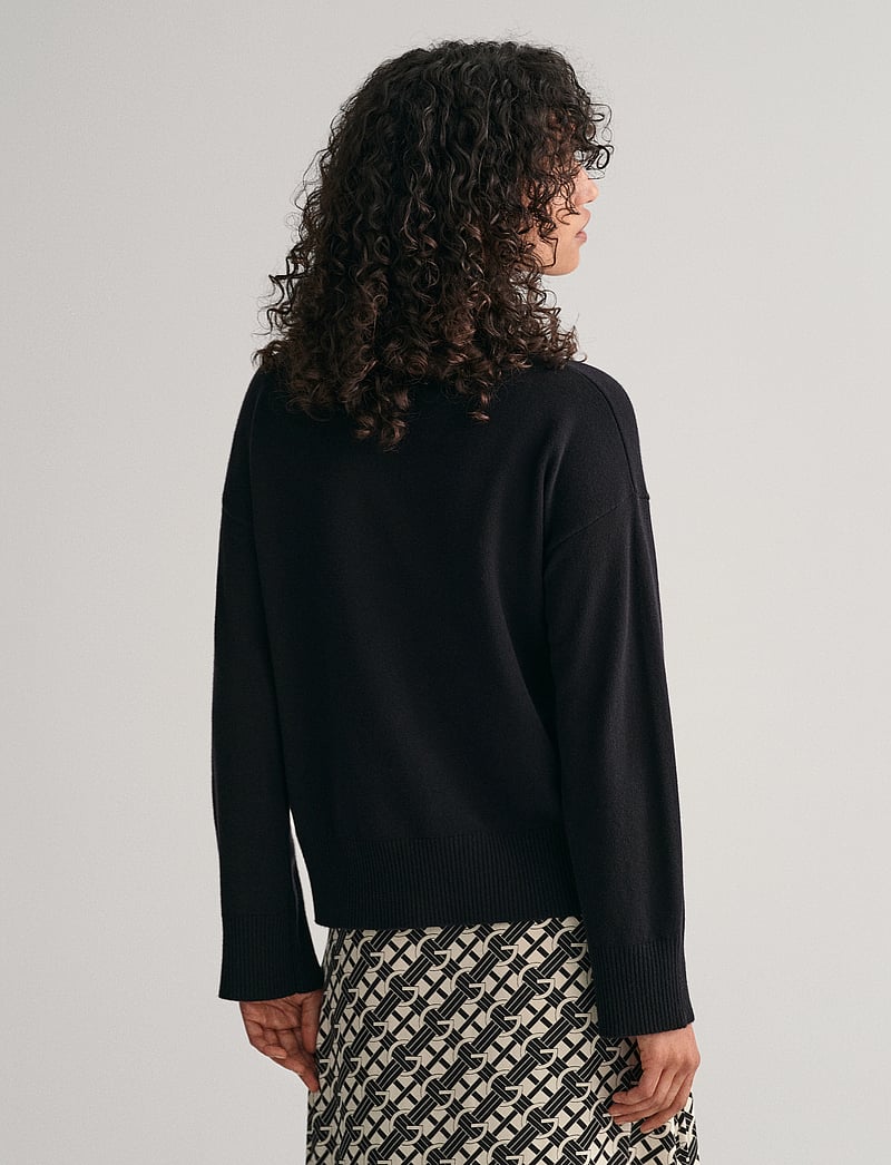 GANT - SUPERFINE LAMBSWOOL STAND COLLAR - džemperi ar augstu apkakli - black - 3