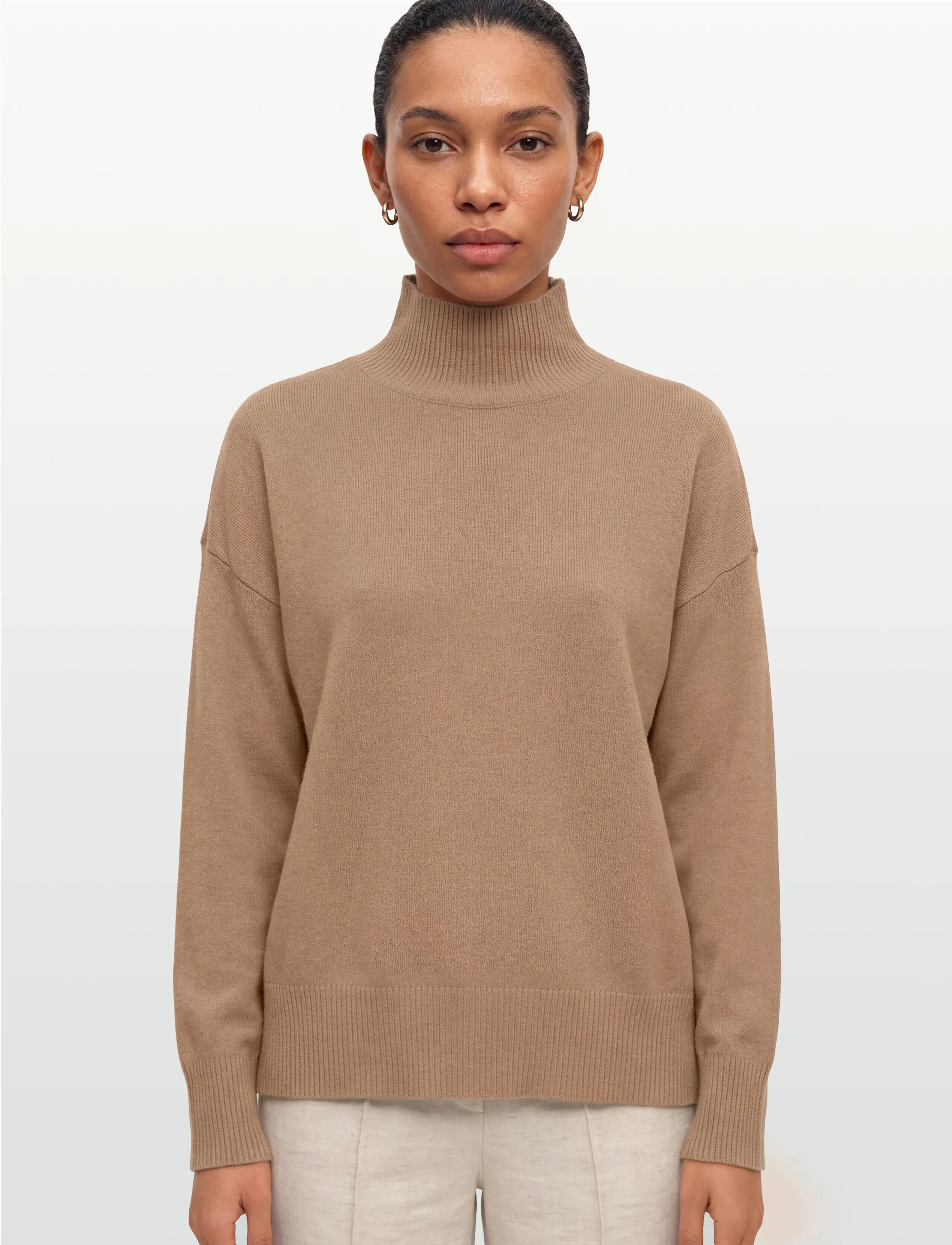 Gant - SUPERFINE LAMBSWOOL STAND COLLAR - rullekraver - caramel beige - 3