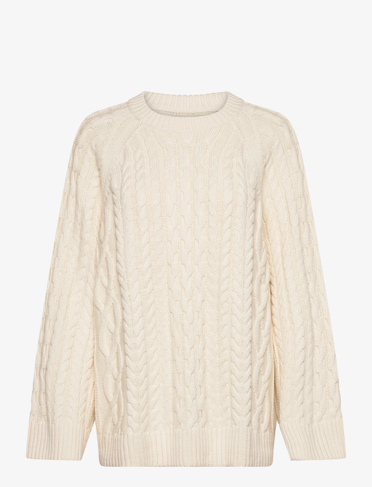 GANT - OVERSIZED CABLE KNIT C-NECK - jumpers - cream - 0