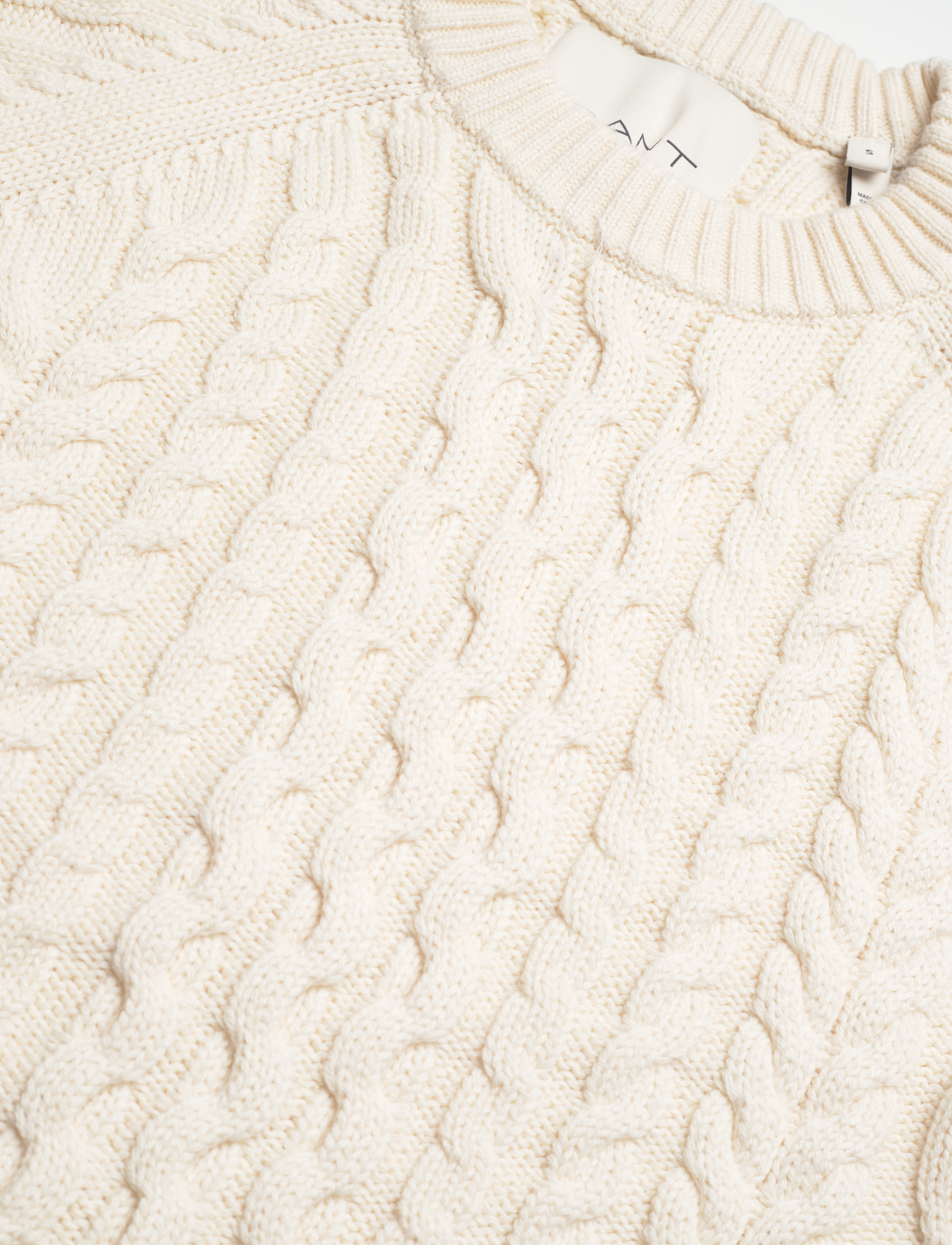GANT - OVERSIZED CABLE KNIT C-NECK - cream - 2