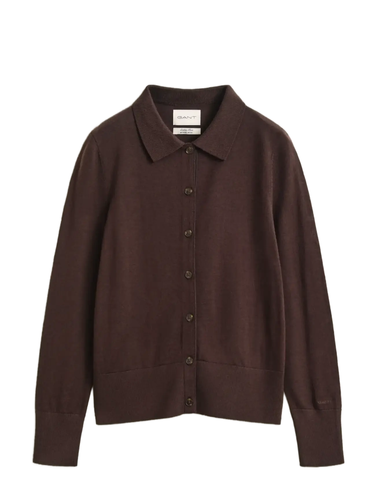 Gant EXTRAFINE MERINO CARDIGAN - Kläder - DEEP BROWN / brown