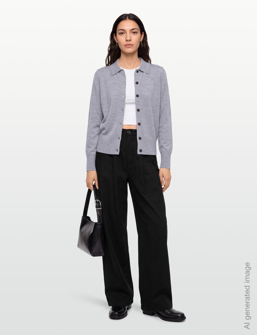 Gant - EXTRAFINE MERINO CARDIGAN - gilets - grey melange - 0