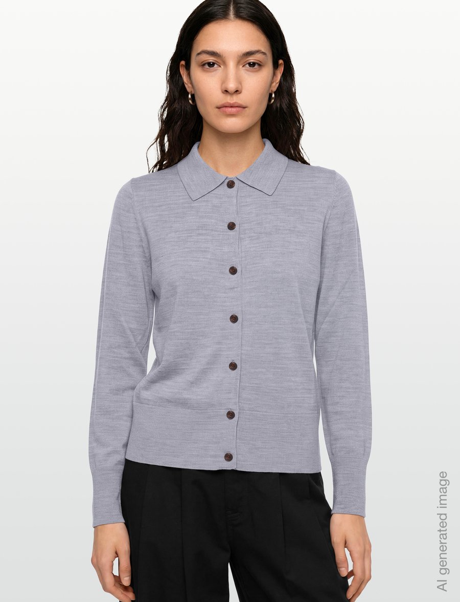 Gant - EXTRAFINE MERINO CARDIGAN - gilets - grey melange - 3