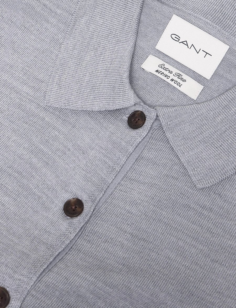Gant - EXTRAFINE MERINO CARDIGAN - gilets - grey melange - 5