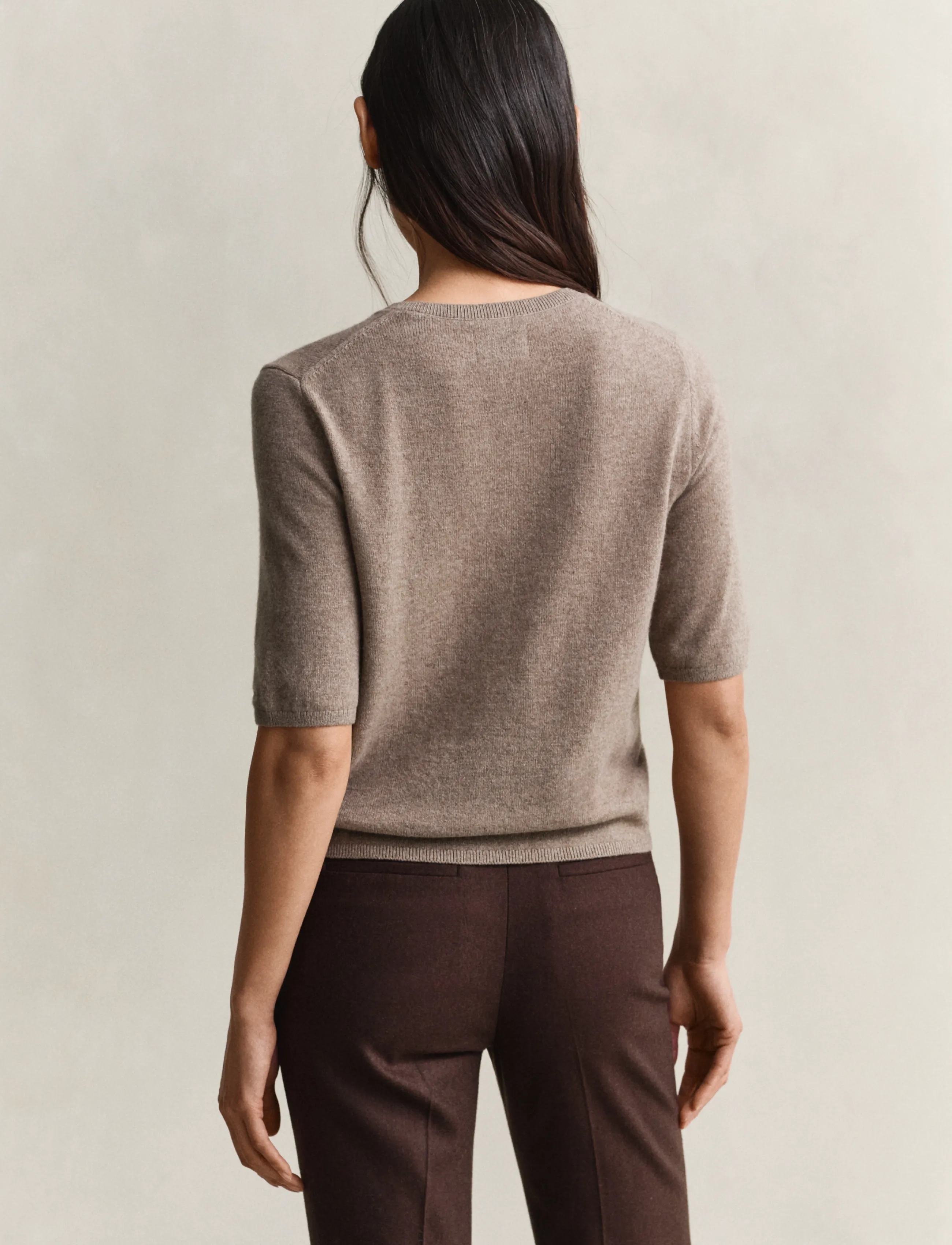 Gant - CASHMERE BLEND C-NECK CARDIGAN SS - cardigans - dk. sand melange - 2
