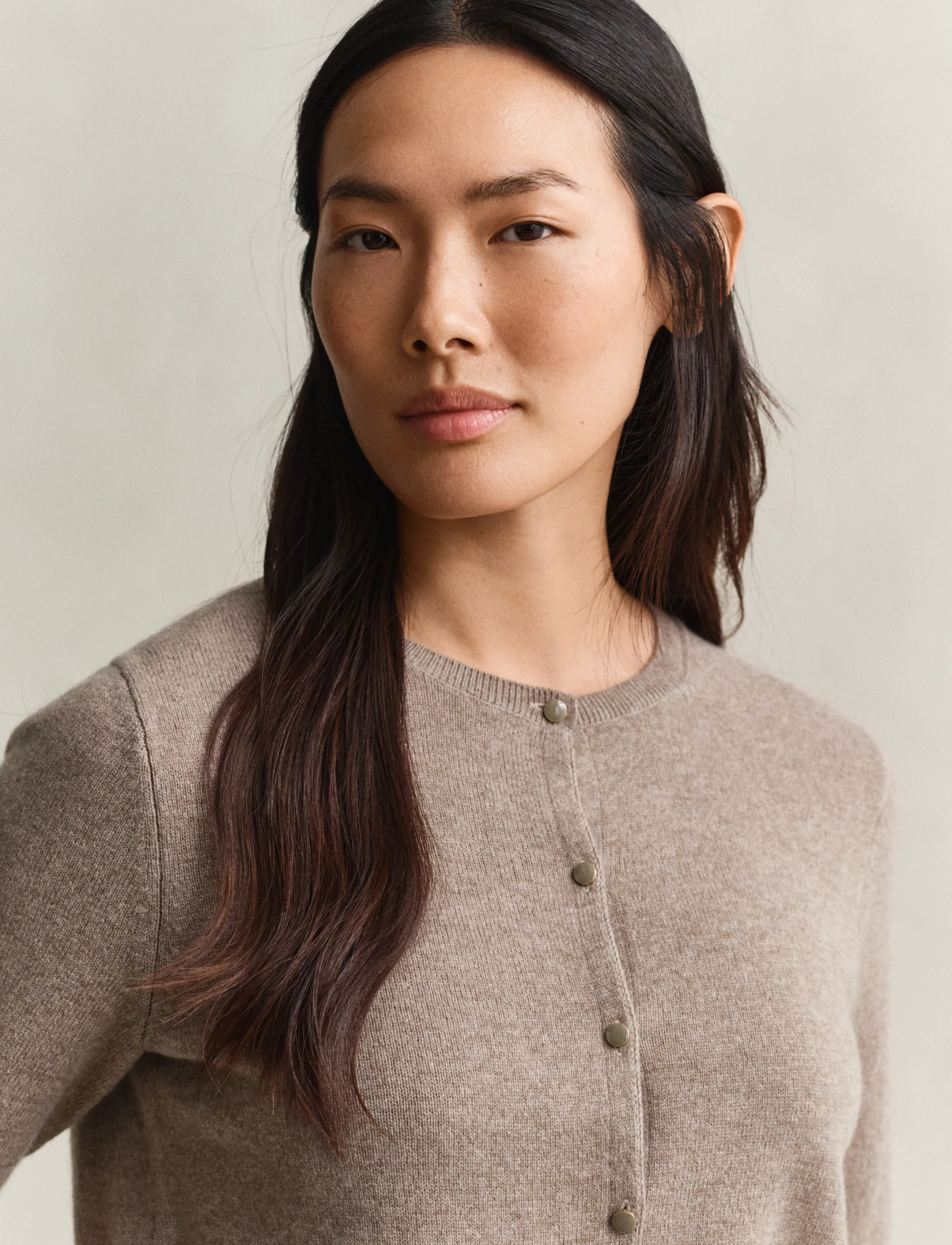 Gant - CASHMERE BLEND C-NECK CARDIGAN SS - cardigans - dk. sand melange - 5