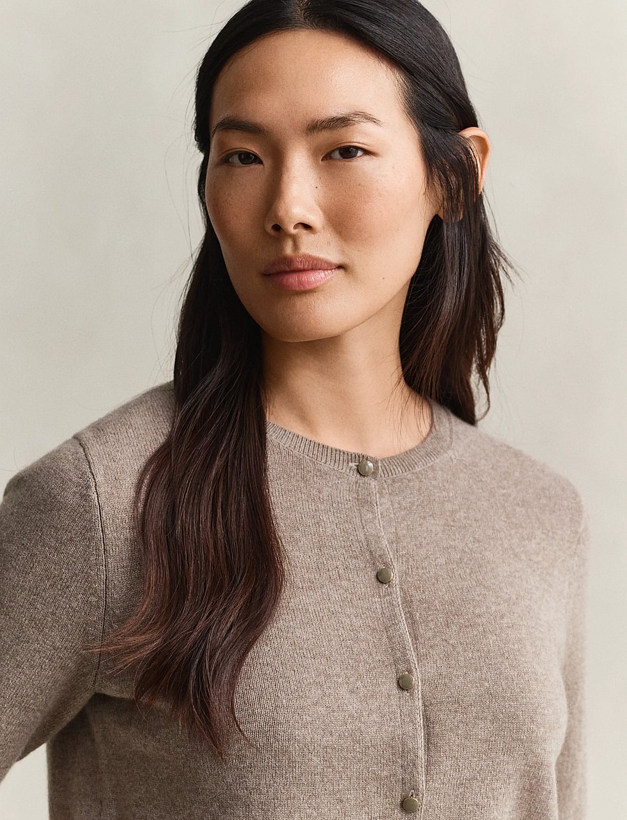 Gant - CASHMERE BLEND C-NECK CARDIGAN SS - kashmir - dk. sand melange - 5