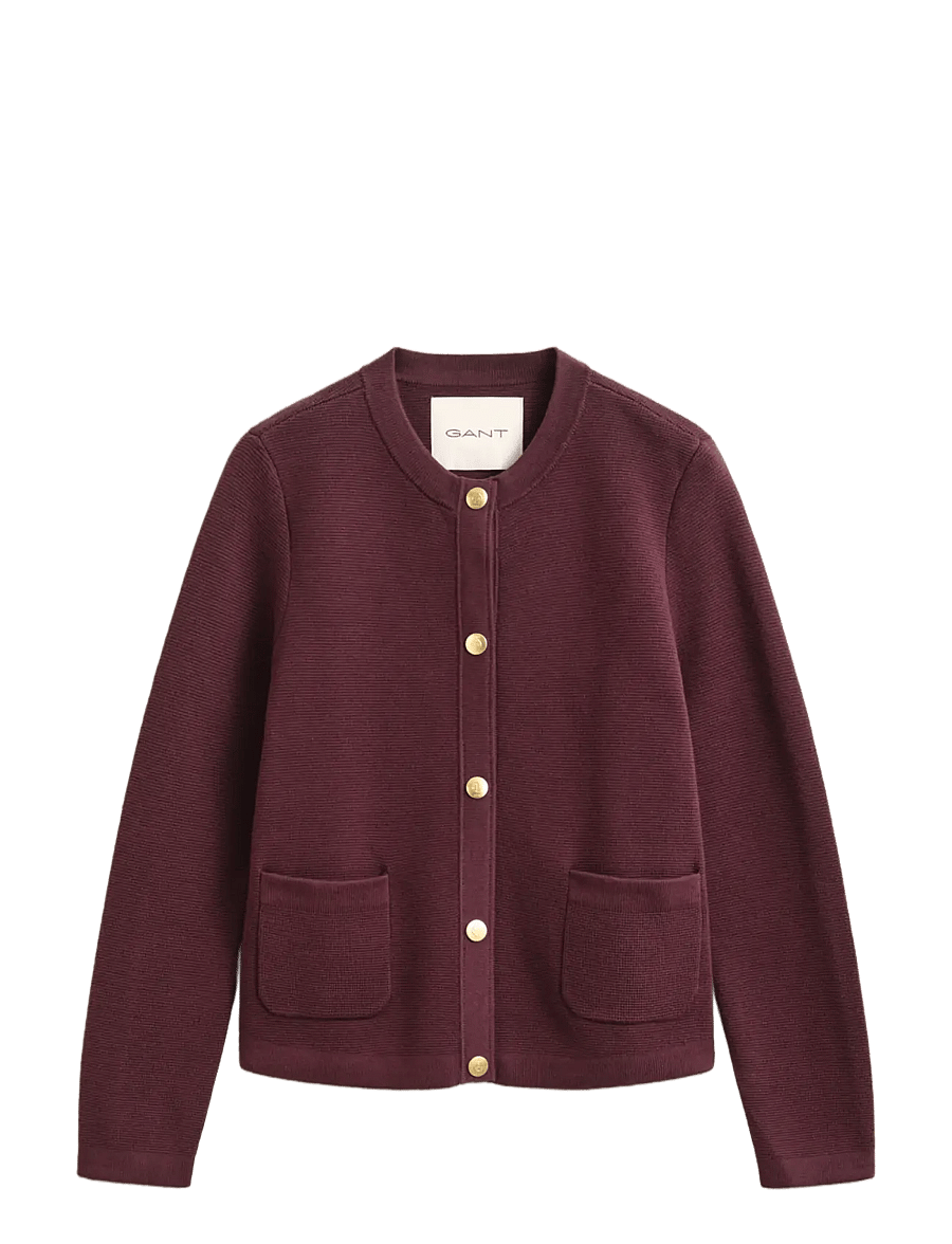 Gant - Cotton Cardigan - strickjacken - darkened wine - 0
