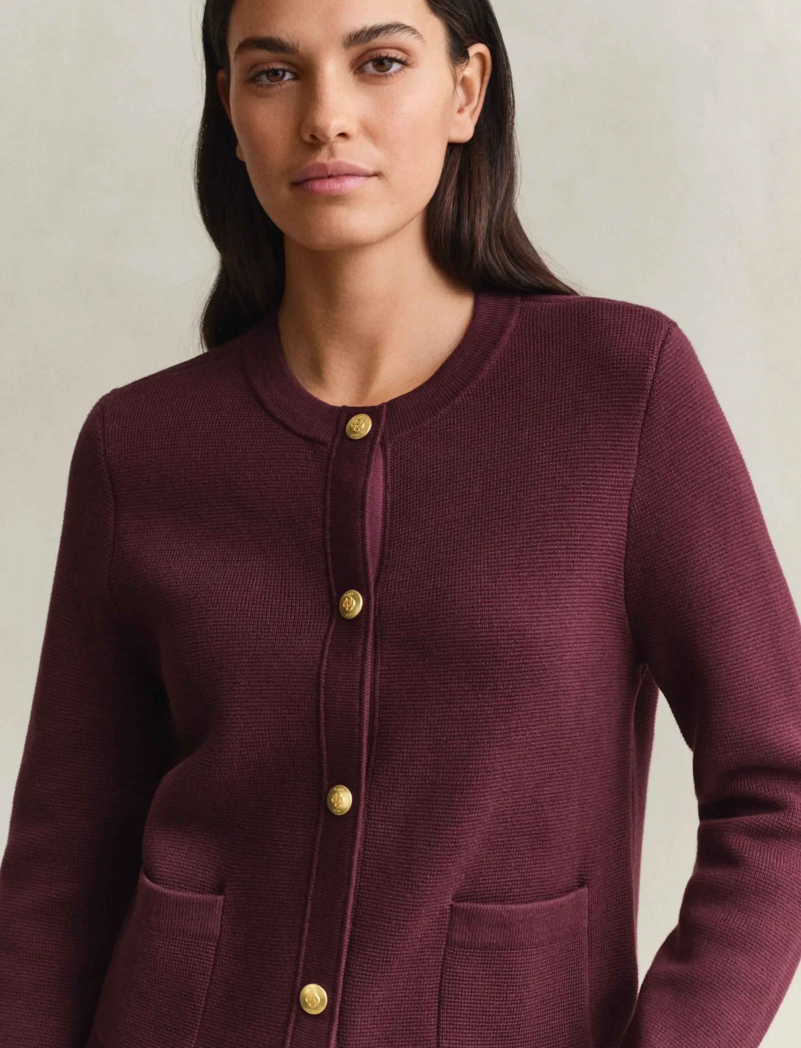 Gant - Cotton Cardigan - koftor - darkened wine - 2