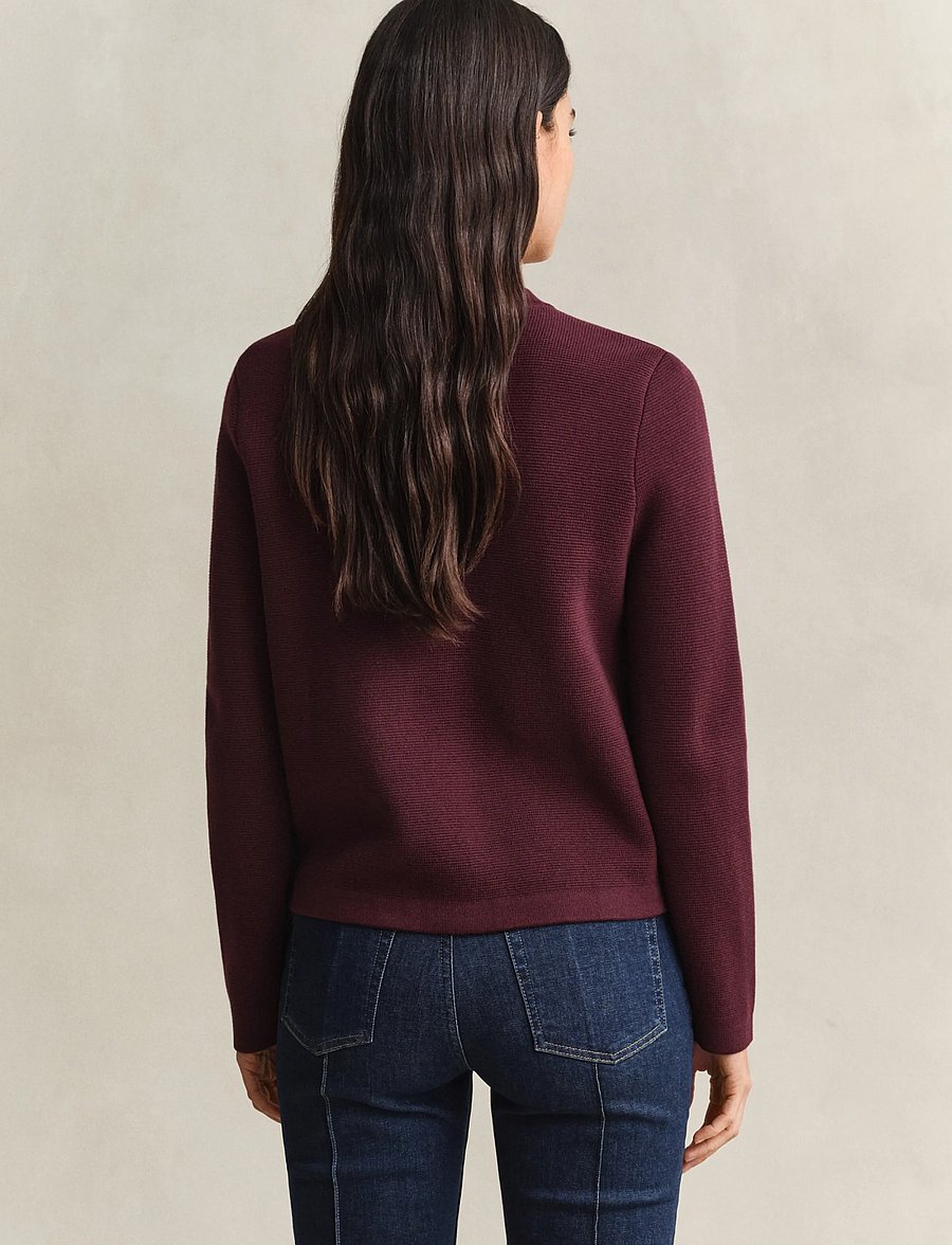 Gant - Cotton Cardigan - koftor - darkened wine - 3