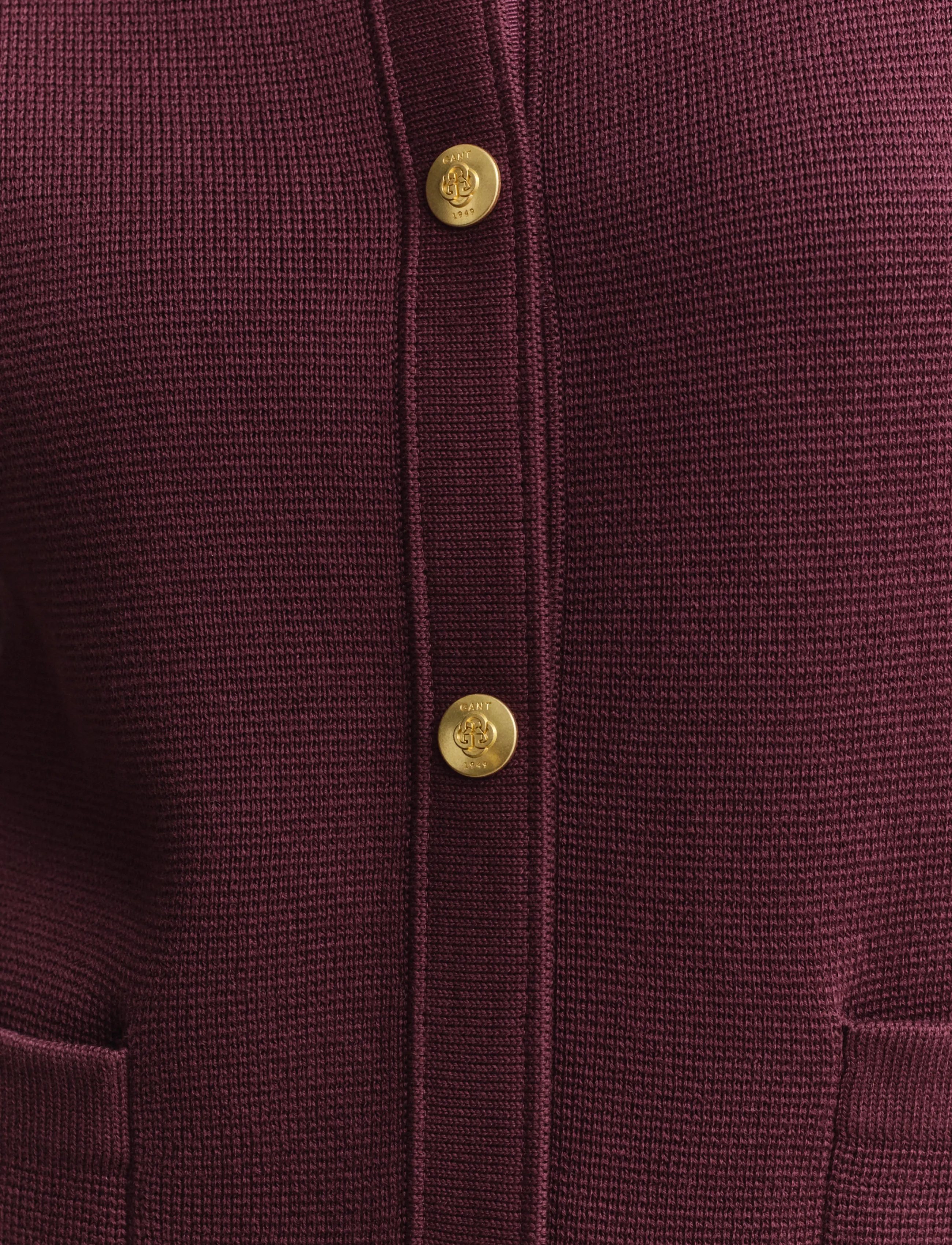 Gant - Cotton Cardigan - koftor - darkened wine - 5