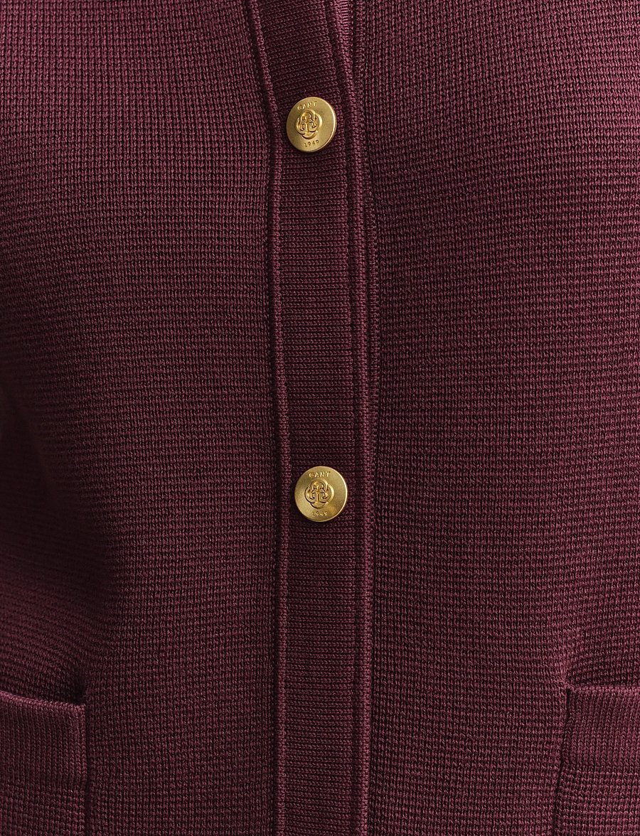 Gant - Cotton Cardigan - koftor - darkened wine - 5