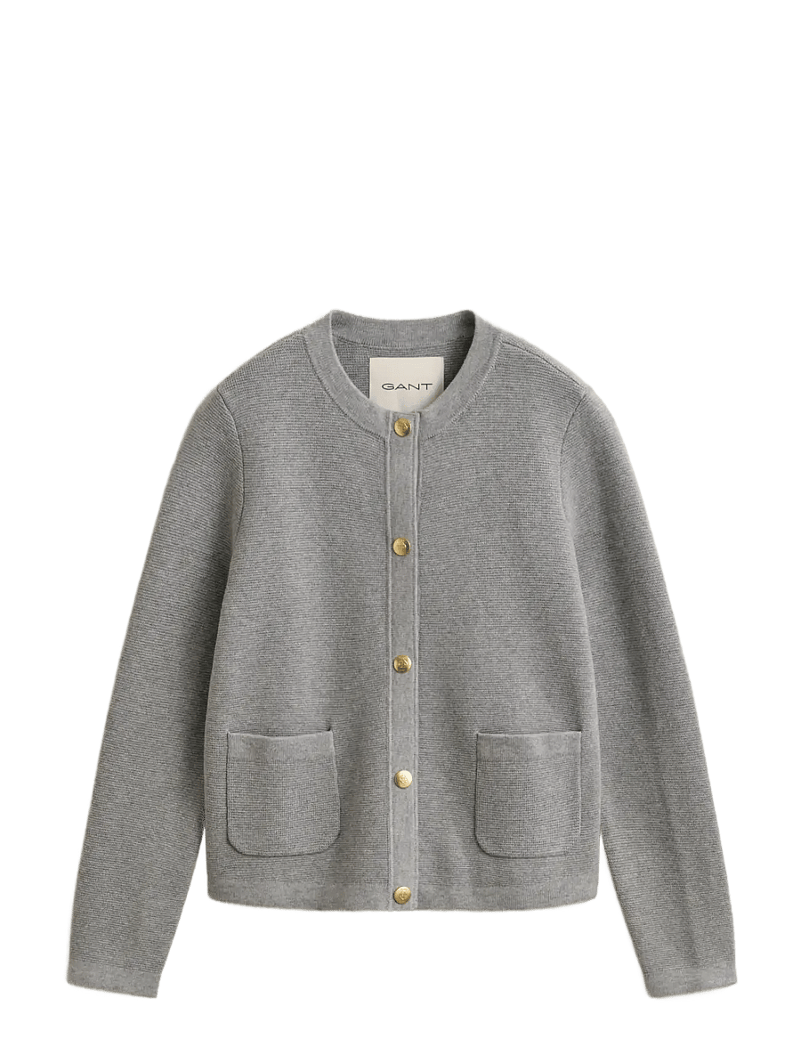 Gant - Cotton Cardigan - strickjacken - grey melange - 0