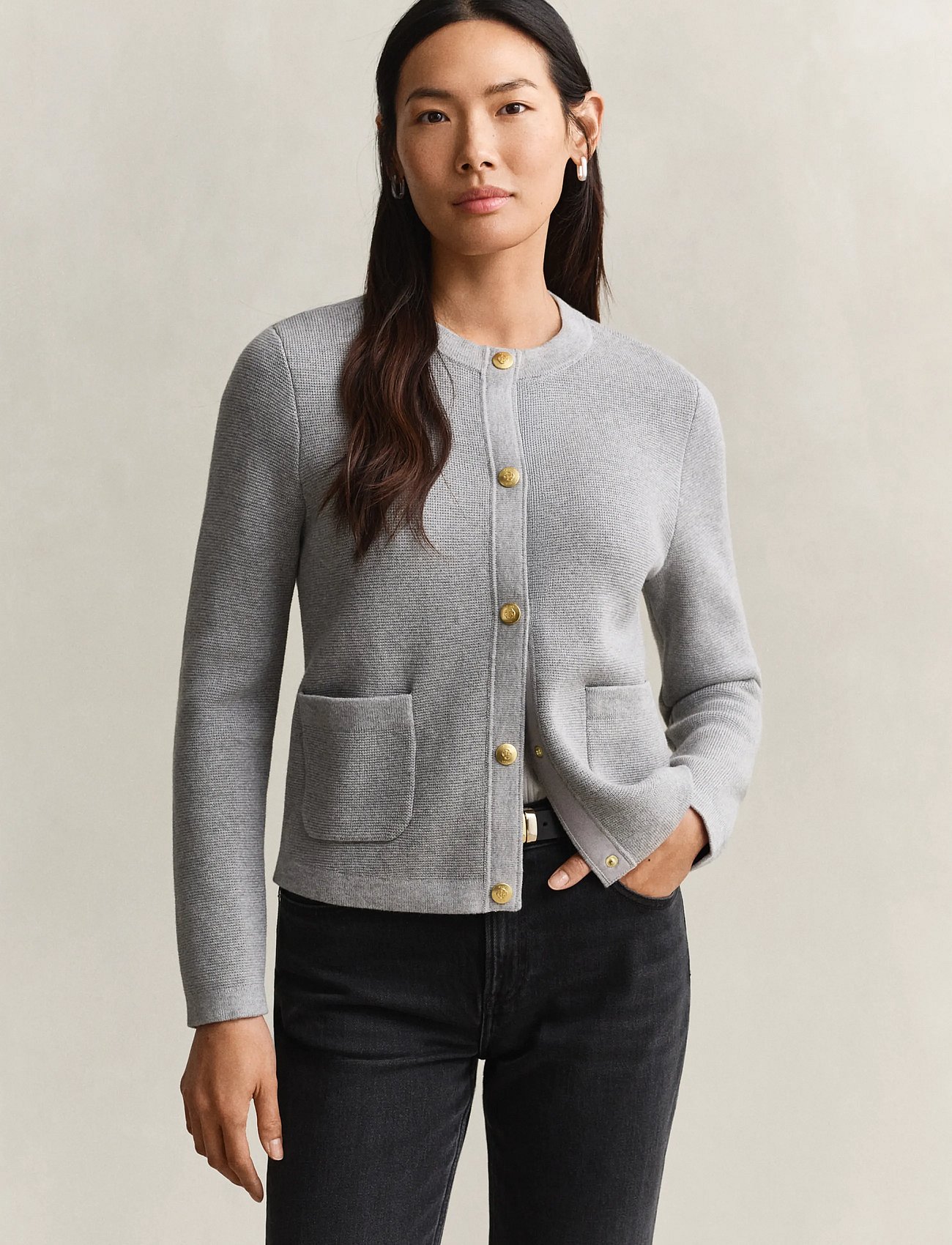 Cotton Cardigan - GREY MELANGE