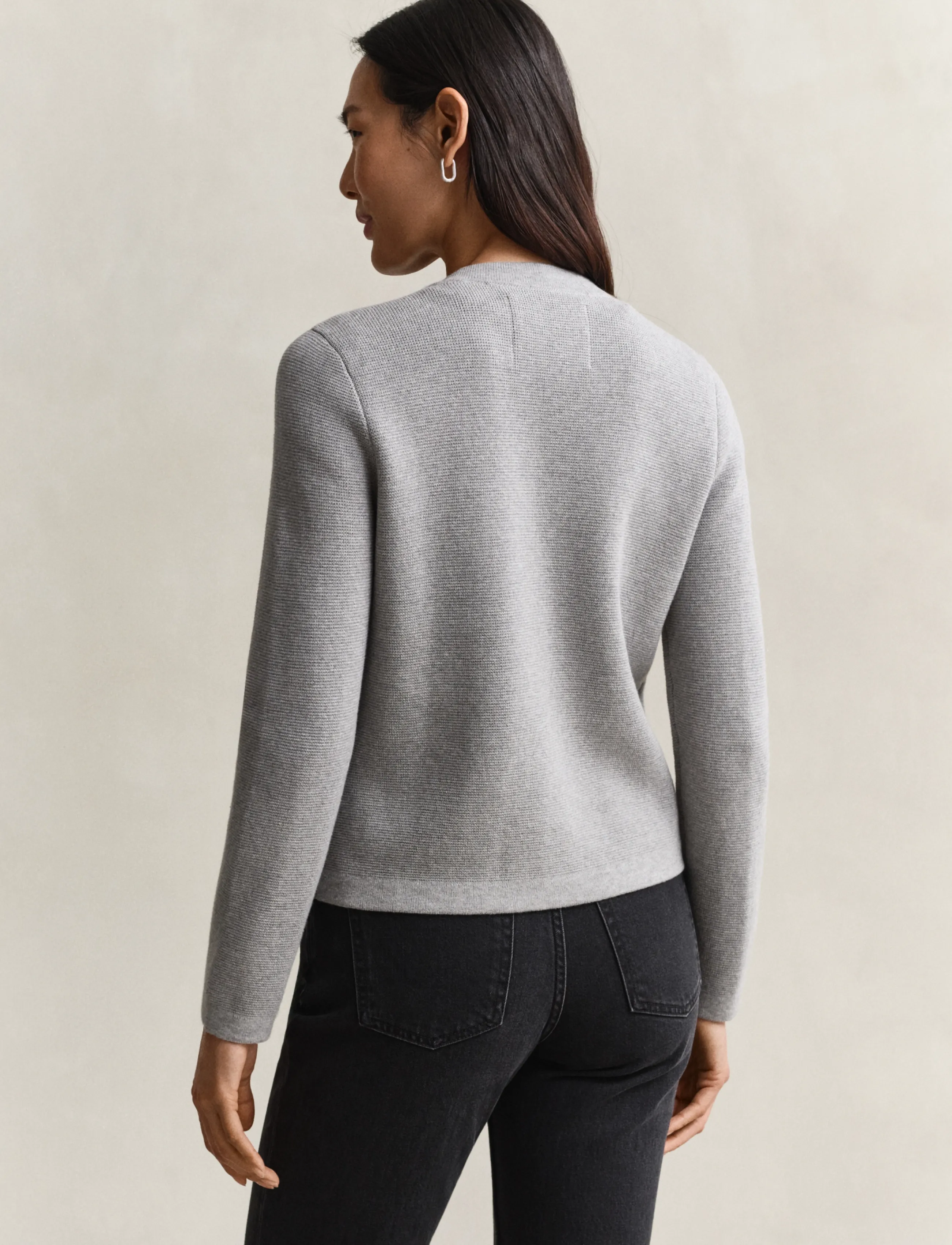 Gant - Cotton Cardigan - cardigans - grey melange - 2