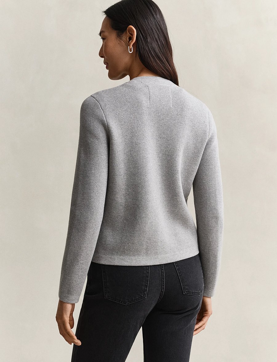 Gant - Cotton Cardigan - cardigans - grey melange - 2