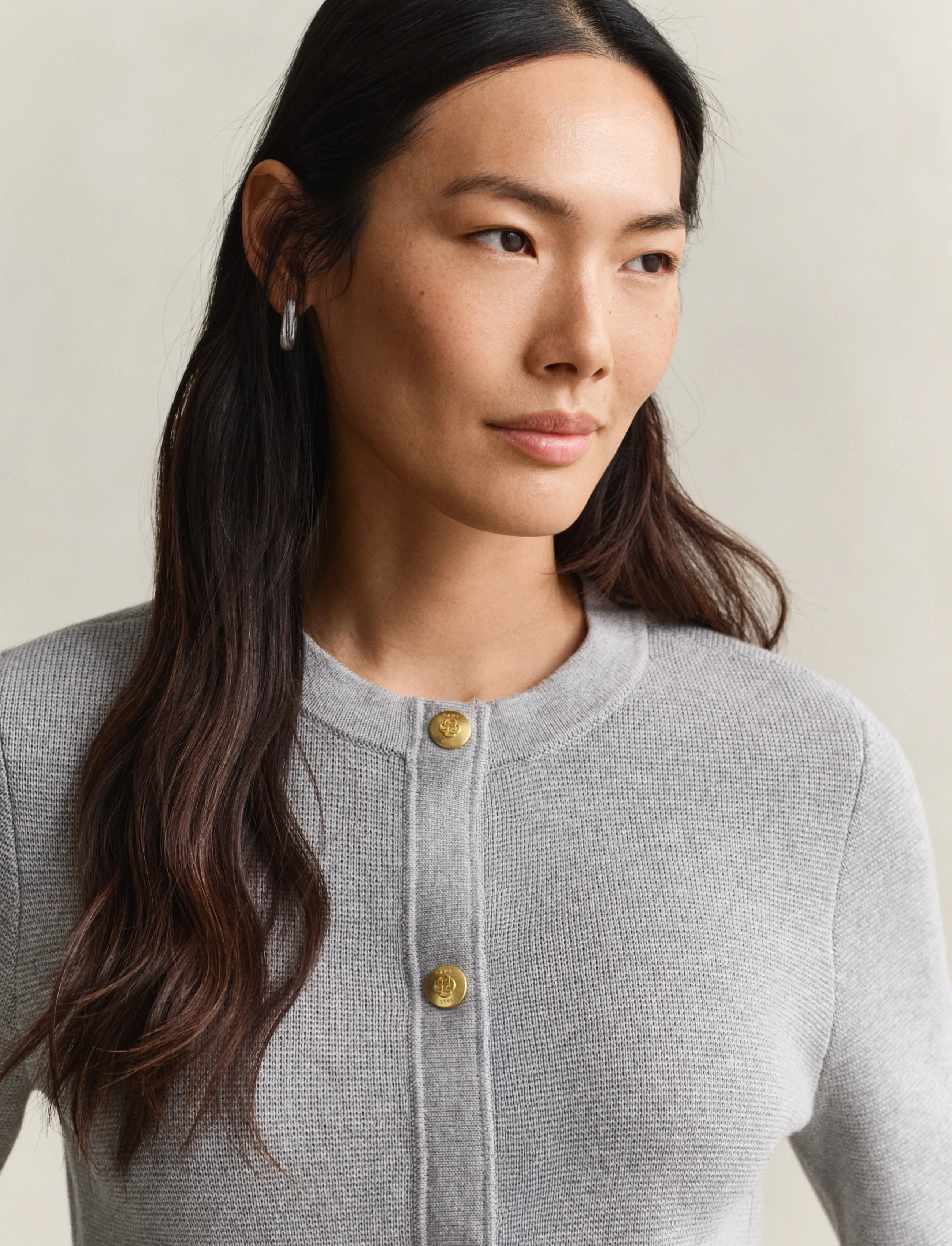 Gant - Cotton Cardigan - cardigans - grey melange - 3