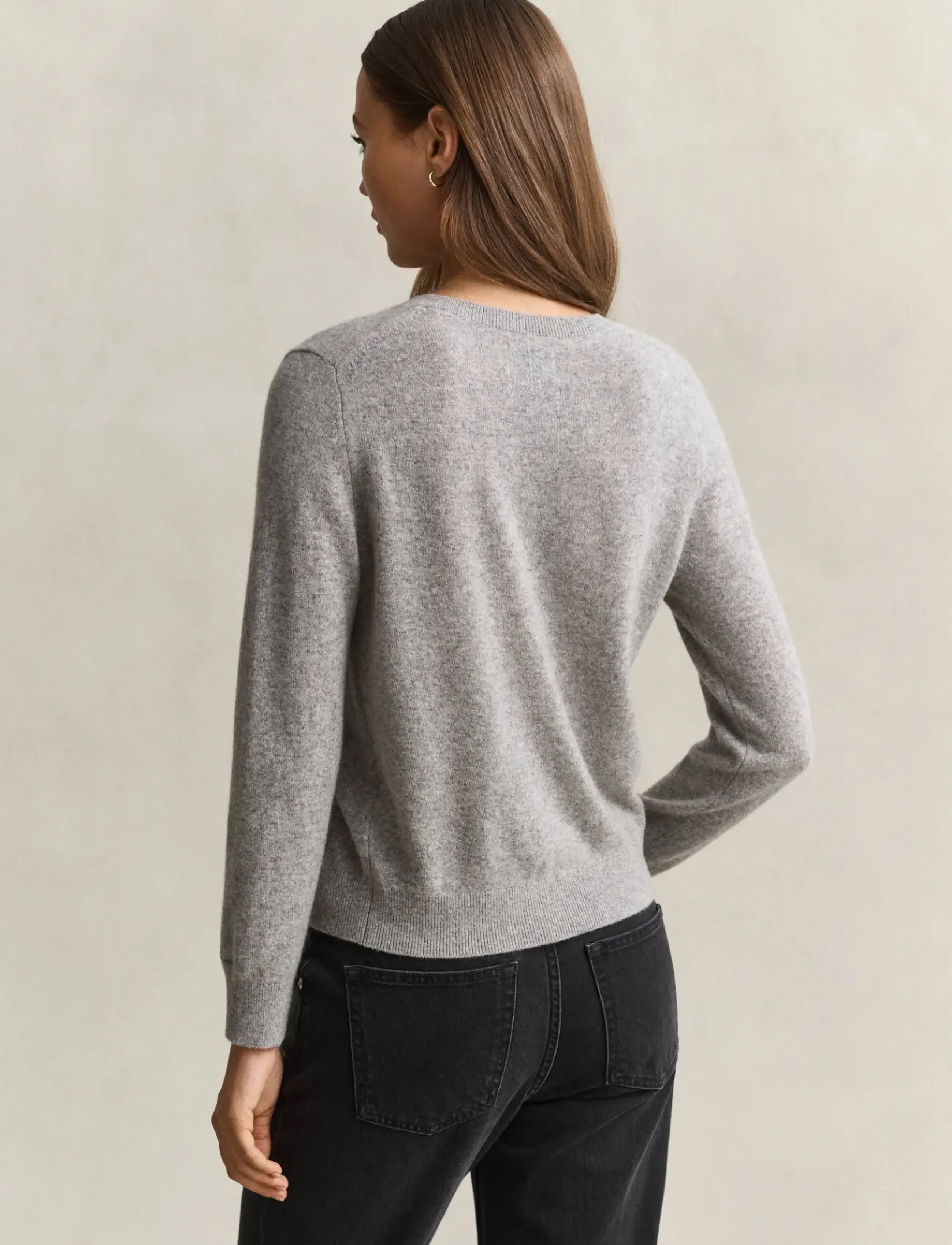 Gant - CASHMERE C-NECK CARDIGAN - herbstliche kleidung - grey melange - 2