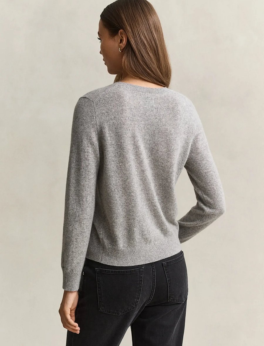 Gant - CASHMERE C-NECK CARDIGAN - kashmir - grey melange - 2