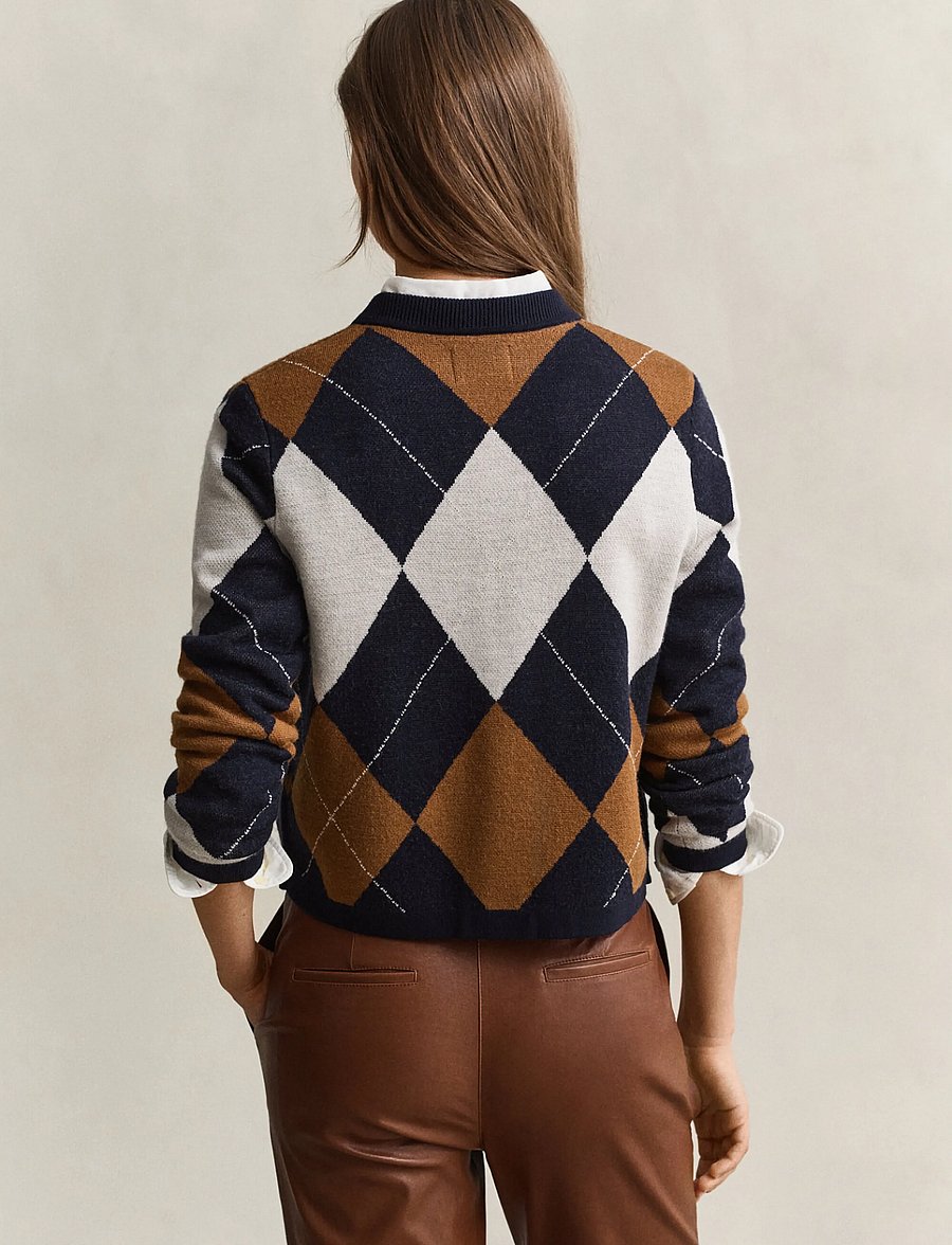 Gant - ARGYLE C-NECK CARDIGAN - evening blue - 3