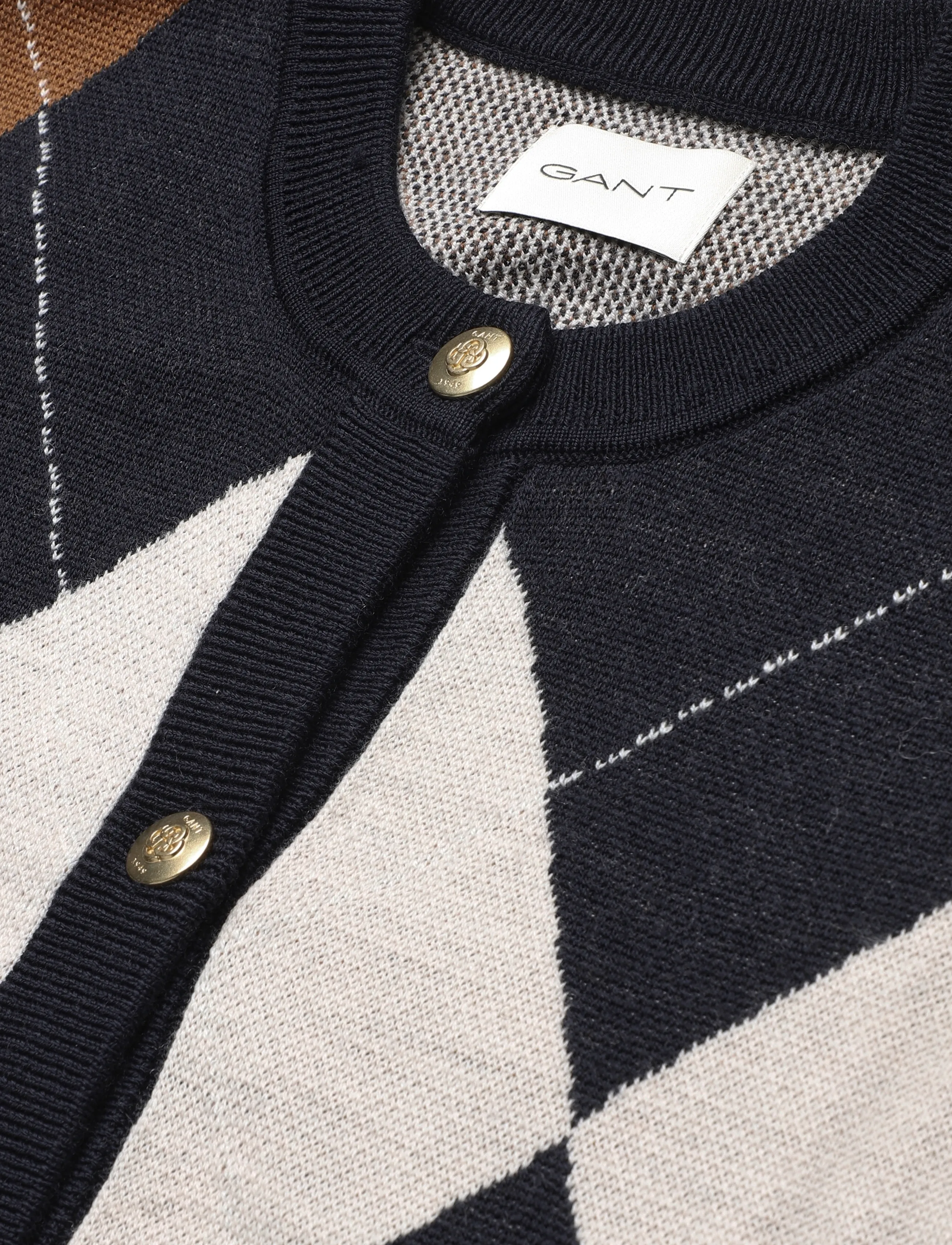 Gant - ARGYLE C-NECK CARDIGAN - evening blue - 4