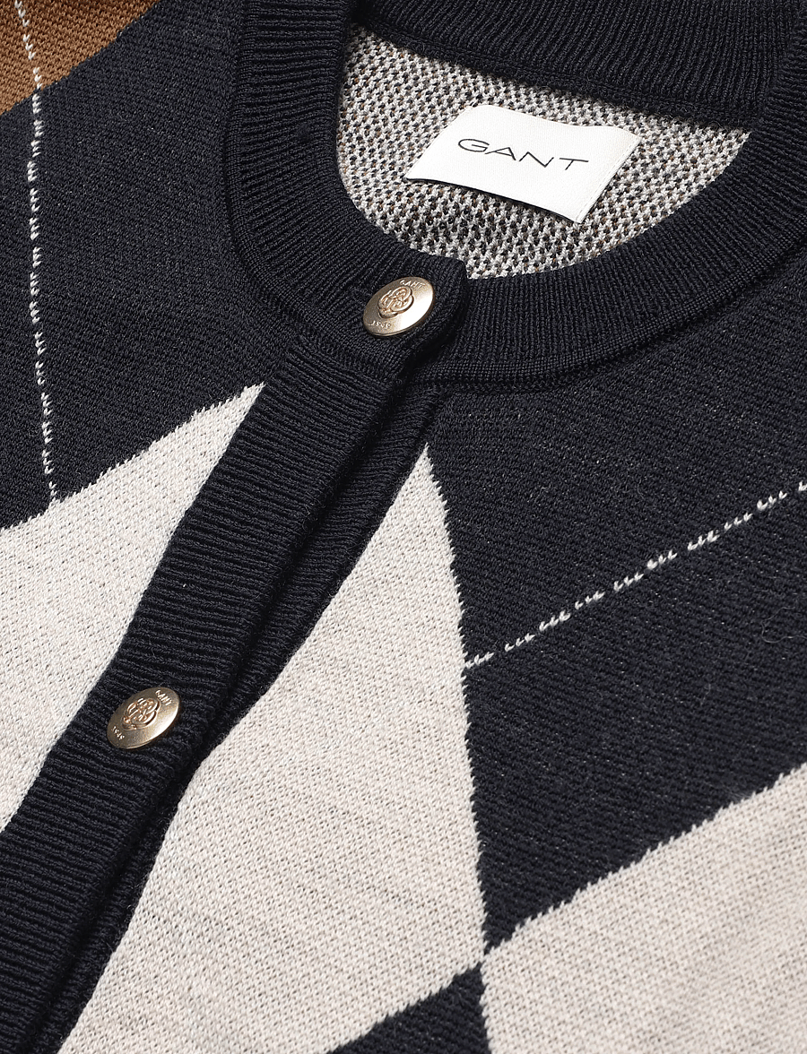 Gant - ARGYLE C-NECK CARDIGAN - evening blue - 4
