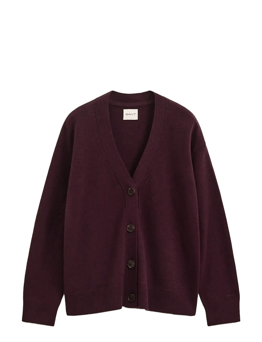 Gant - SUPERFINE LAMBSWOOL CARDIGAN - strickjacken - darkened wine - 1