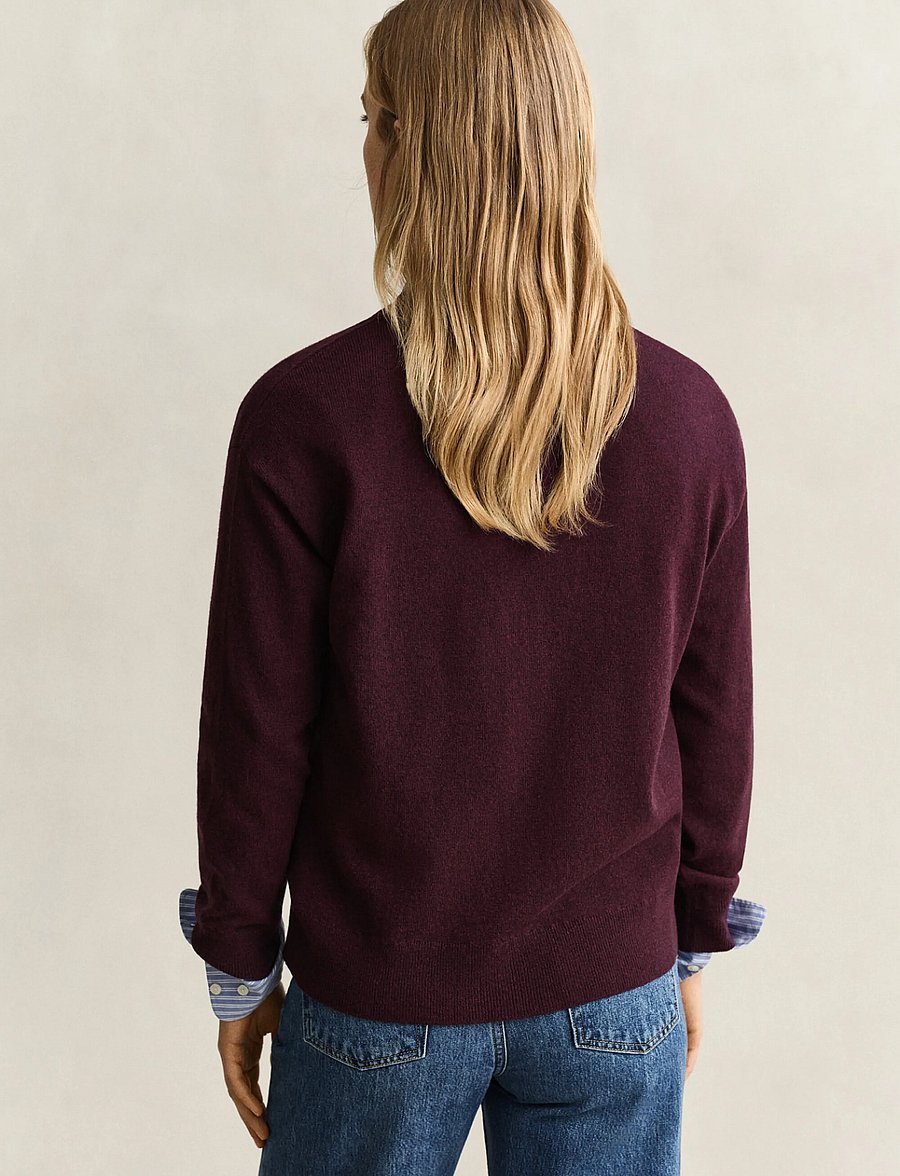 Gant - SUPERFINE LAMBSWOOL CARDIGAN - cardigans - darkened wine - 2