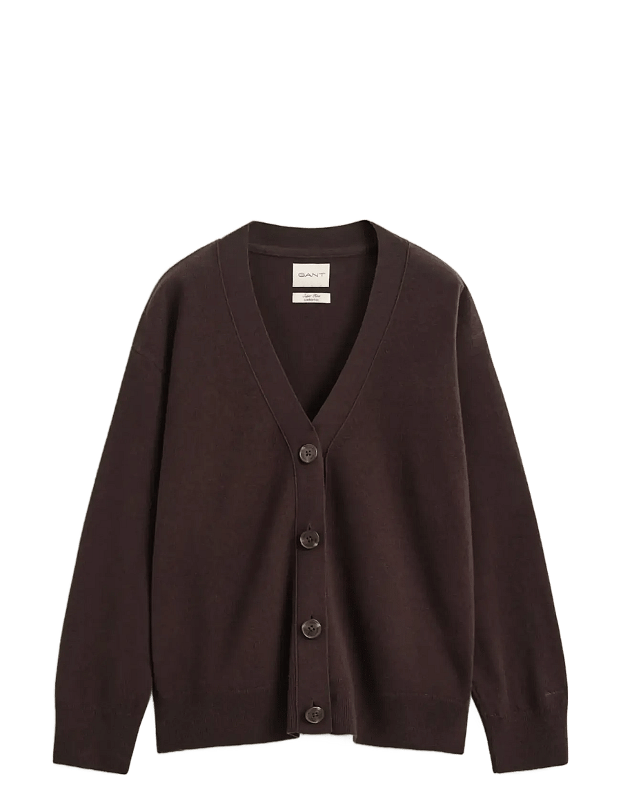 Gant - SUPERFINE LAMBSWOOL CARDIGAN - strickjacken - deep brown - 1
