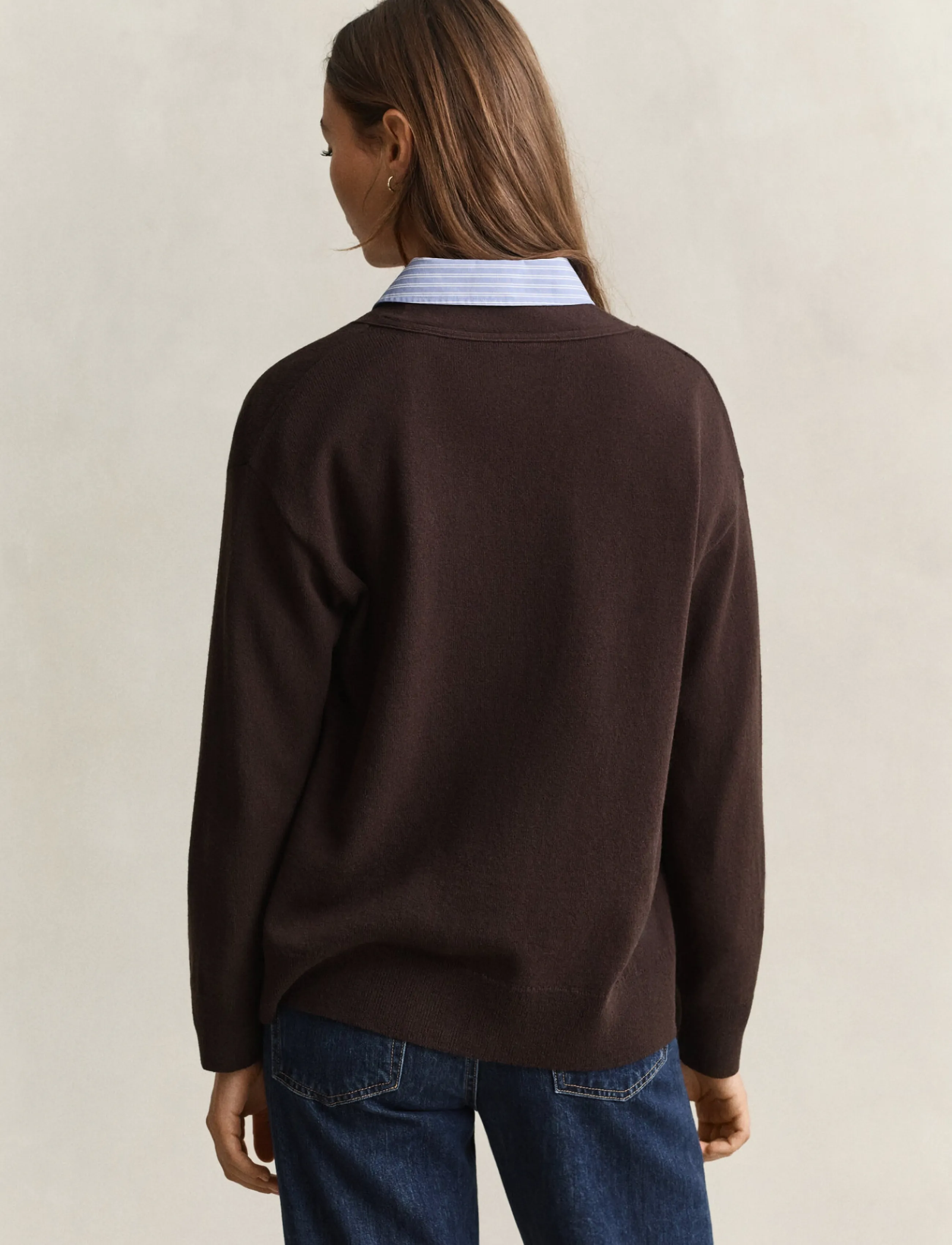 Gant - SUPERFINE LAMBSWOOL CARDIGAN - deep brown - 2