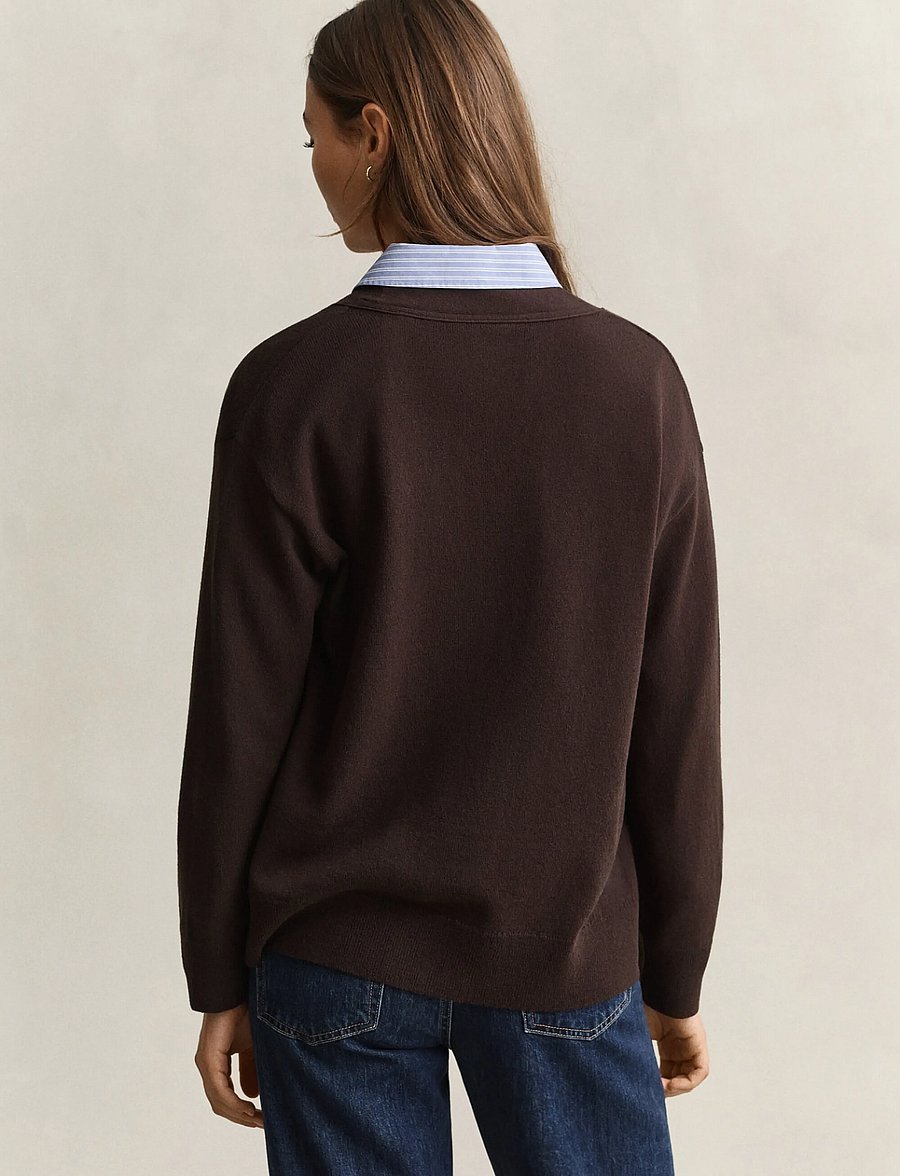 Gant - SUPERFINE LAMBSWOOL CARDIGAN - strickjacken - deep brown - 2